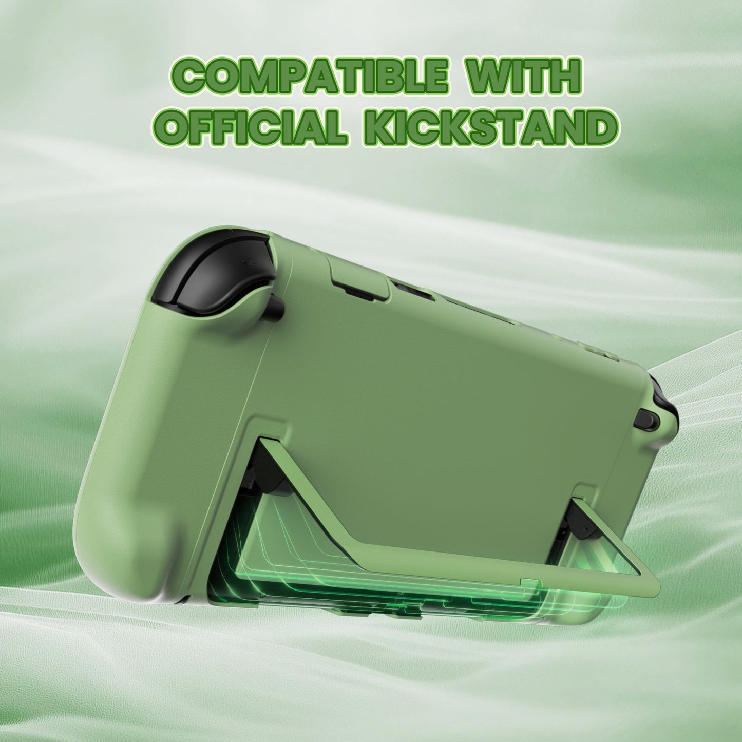 PlayVital Cute Solid-color Dockable Hard Protective Case for Nintendo Switch 2 with Thumb Grip & Sticker & Button Caps - Matcha Green PlayVital