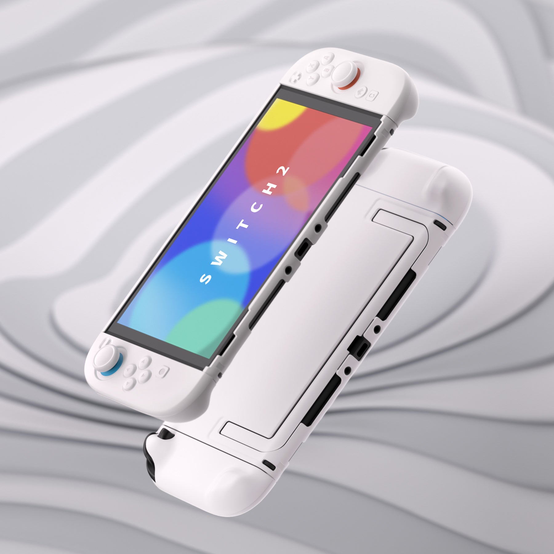 PlayVital Cute Solid-color Dockable Hard Protective Case for Nintendo Switch 2 with Thumb Grip & Sticker & Button Caps - White PlayVital