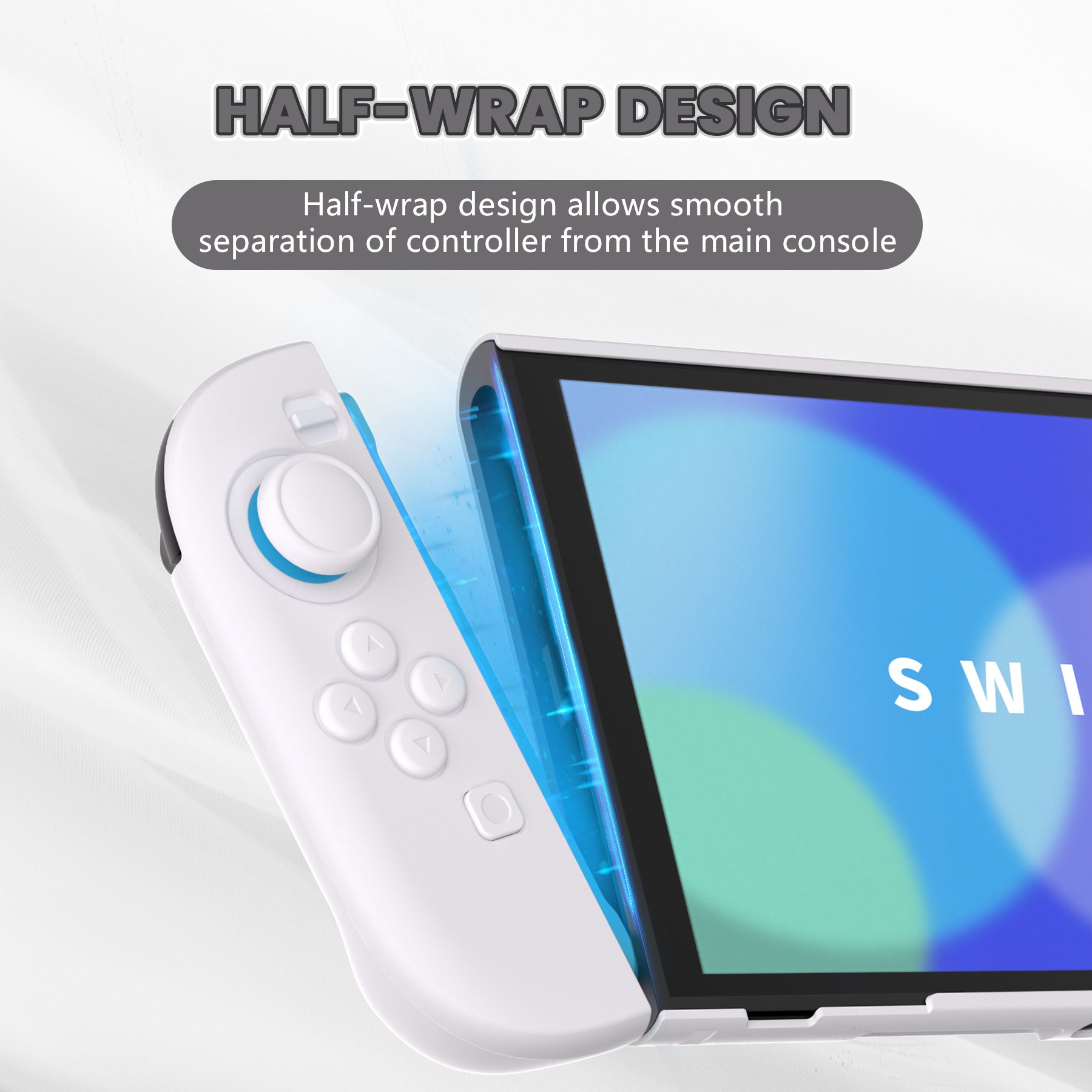 PlayVital Cute Solid-color Dockable Hard Protective Case for Nintendo Switch 2 with Thumb Grip & Sticker & Button Caps - White PlayVital