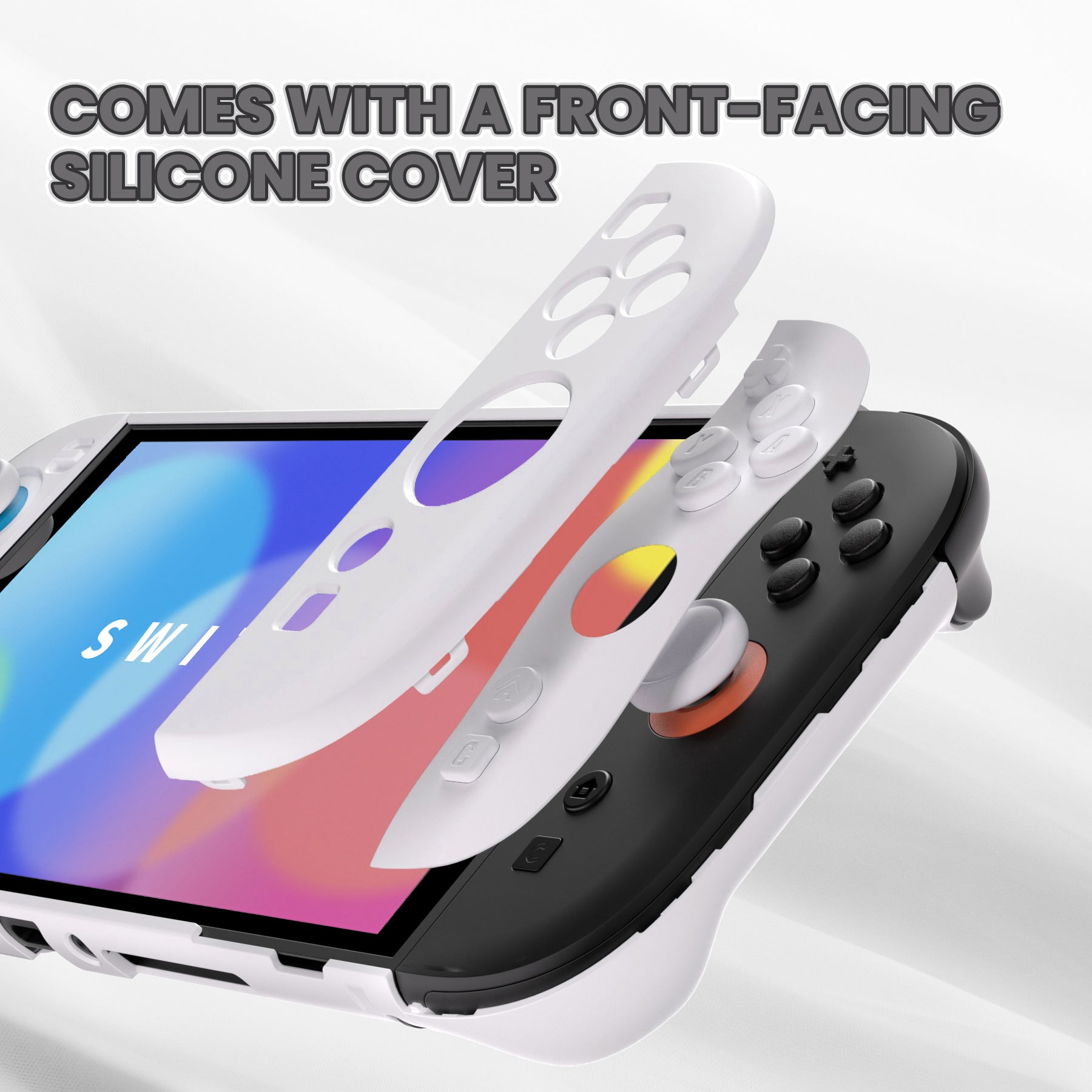 PlayVital Cute Solid-color Dockable Hard Protective Case for Nintendo Switch 2 with Thumb Grip & Sticker & Button Caps - White PlayVital