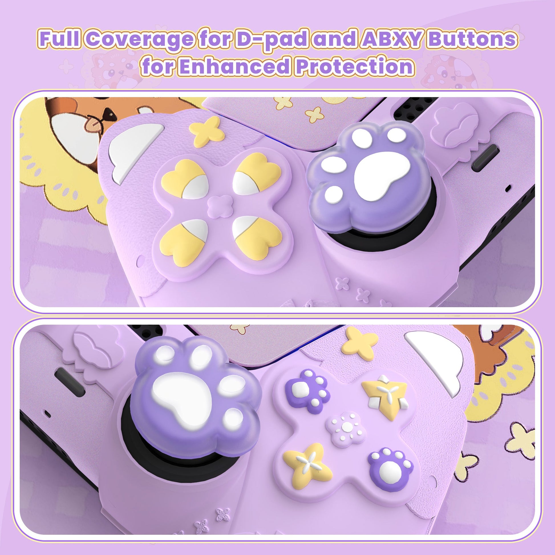 PlayVital Cute Spring Lesser Panda Silicone Cover with Joystick Cap and Sticker for PS5 Controller, Compatible with Charging Station - Taro Purple PlayVital