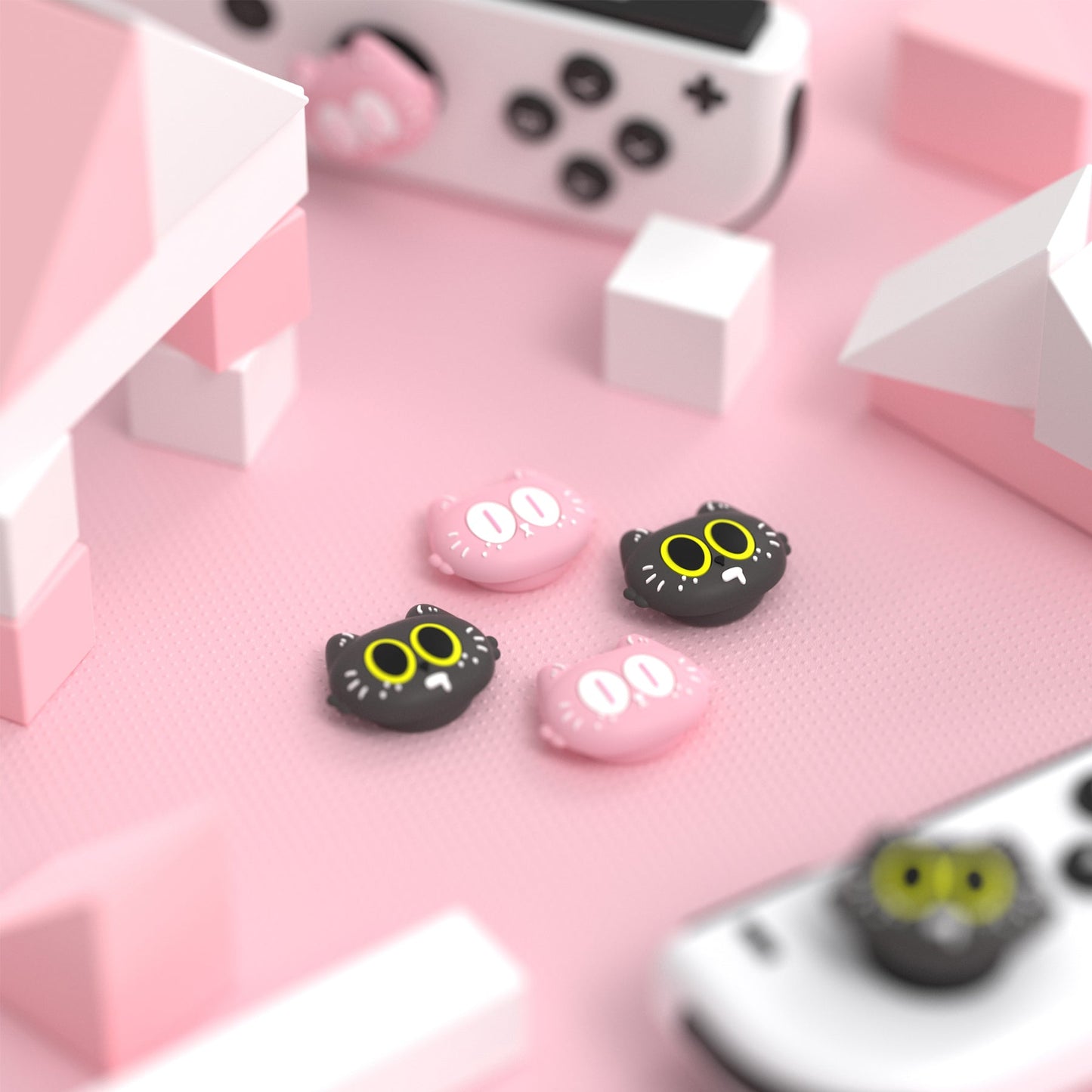 PlayVital Cute Thumb Grip Caps for Nintendo Switch & Switch OLED & Switch Lite - Moonlight Cat playvital
