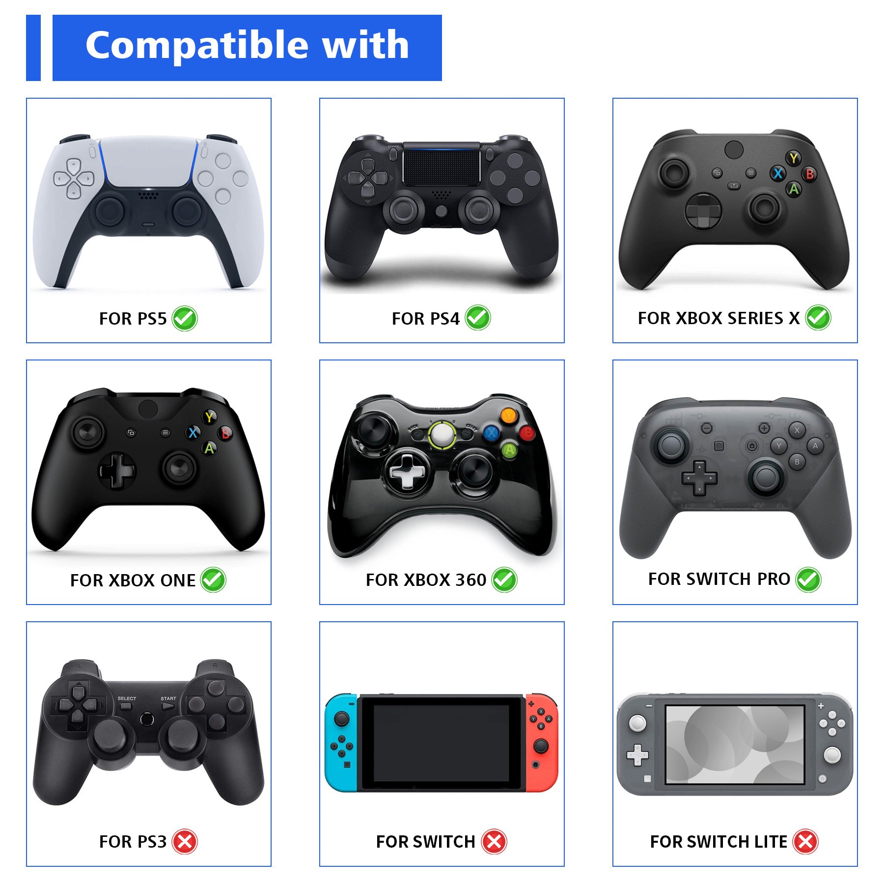 PlayVital Cute Thumb Grip Caps for PS5 & PS4 & Xbox Series X/S & Switch Pro Controller - Fluffy & Winky Pups PlayVital