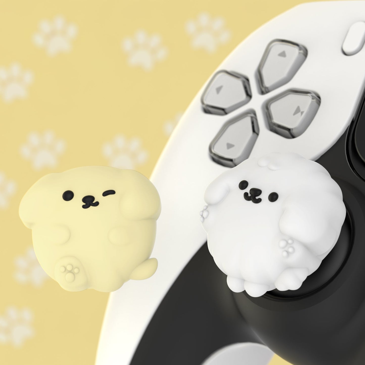 PlayVital Cute Thumb Grip Caps for PS5 & PS4 & Xbox Series X/S & Switch Pro Controller - Fluffy & Winky Pups PlayVital