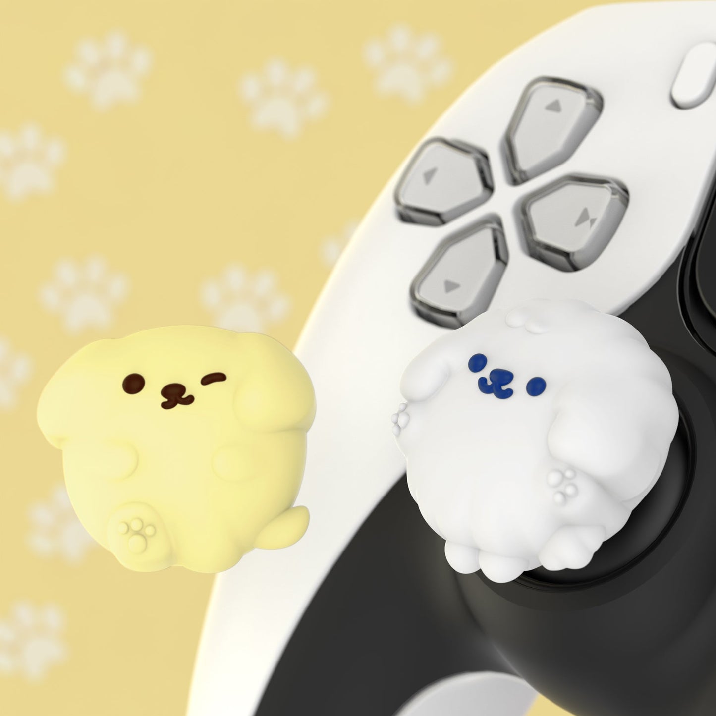 PlayVital Cute Thumb Grip Caps for PS5 & PS4 & Xbox Series X/S & Switch Pro Controller - Fluffy & Winky Pups PlayVital