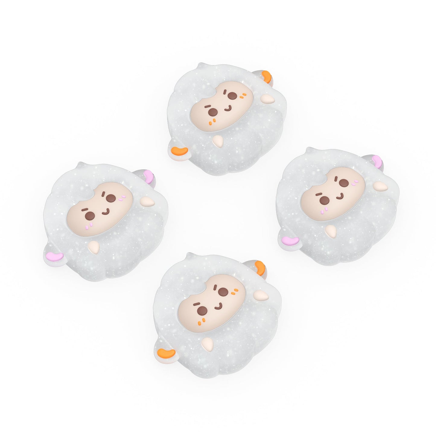 PlayVital Cute Thumb Grip Caps for PS5 & PS4 & Xbox Series X/S & Switch Pro Controller - Fuzzy Sheep PlayVital