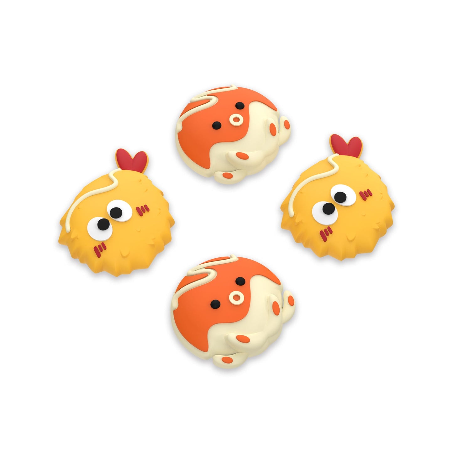PlayVital Cute Thumb Grip Caps for PS5 & PS4 & Xbox Series X/S & Switch Pro Controller - Tempura and Takoyaki PlayVital
