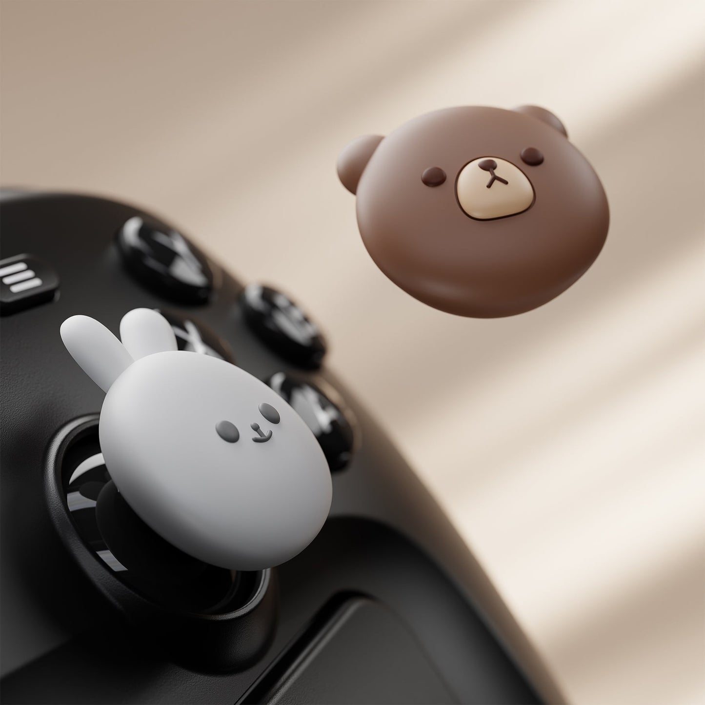 PlayVital Cute Thumb Grips for Steam Controller 2 (2026), 4-Pack Silicone Joystick Caps - Chubby Bear & Smiley Bunny PlayVital