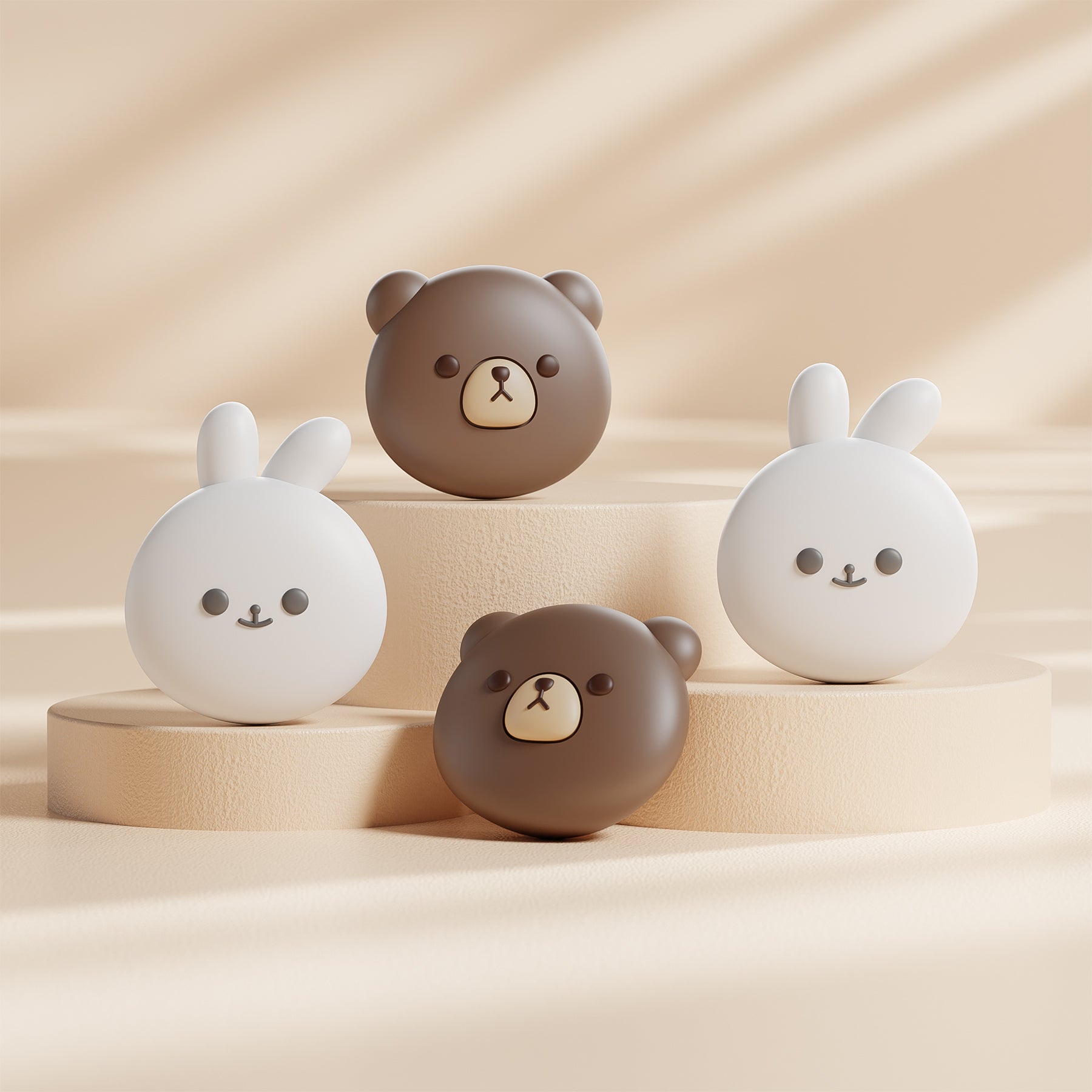 PlayVital Cute Thumb Grips for Steam Controller 2 (2026), 4-Pack Silicone Joystick Caps - Chubby Bear & Smiley Bunny PlayVital