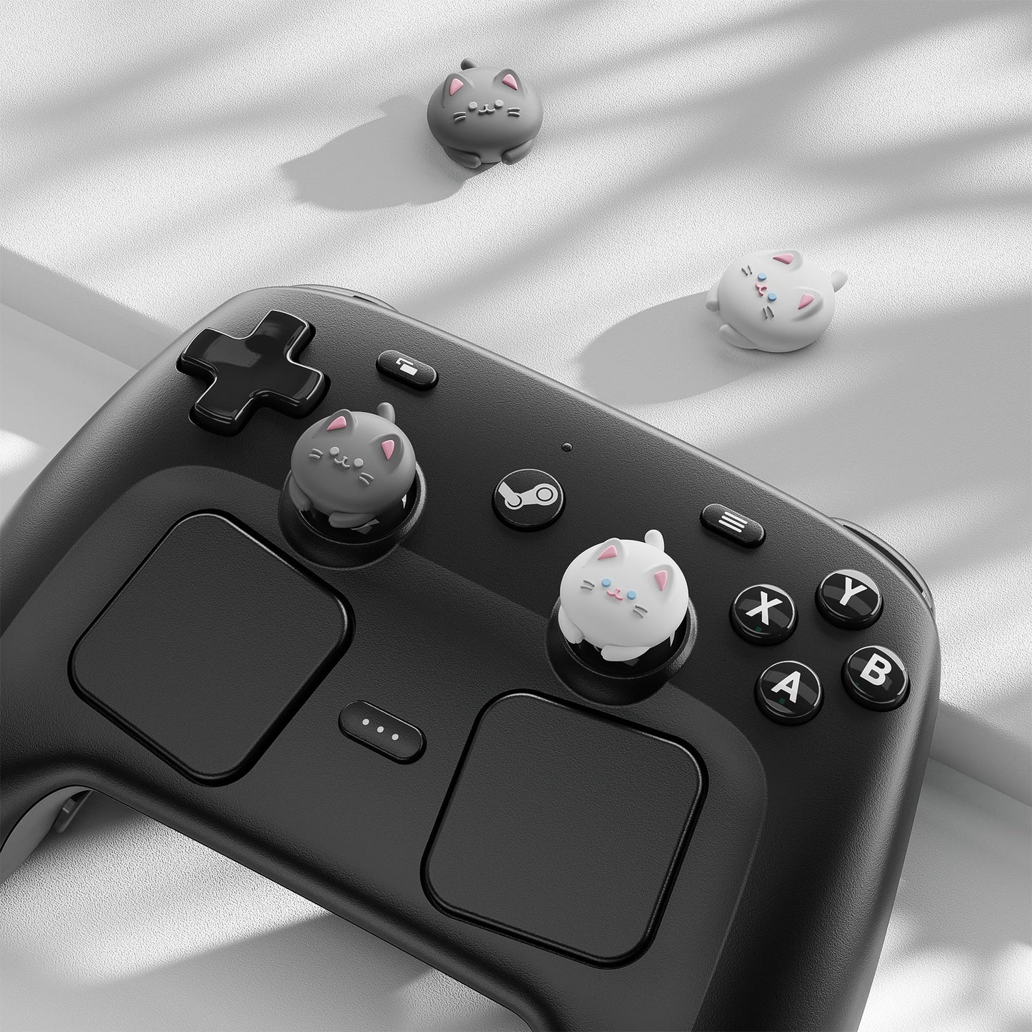 PlayVital Cute Thumb Grips for Steam Controller 2 (2026), 4-Pack Silicone Joystick Caps - Cutie Kitty PlayVital