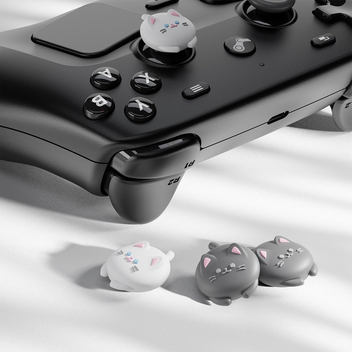PlayVital Cute Thumb Grips for Steam Controller 2 (2026), 4-Pack Silicone Joystick Caps - Cutie Kitty PlayVital