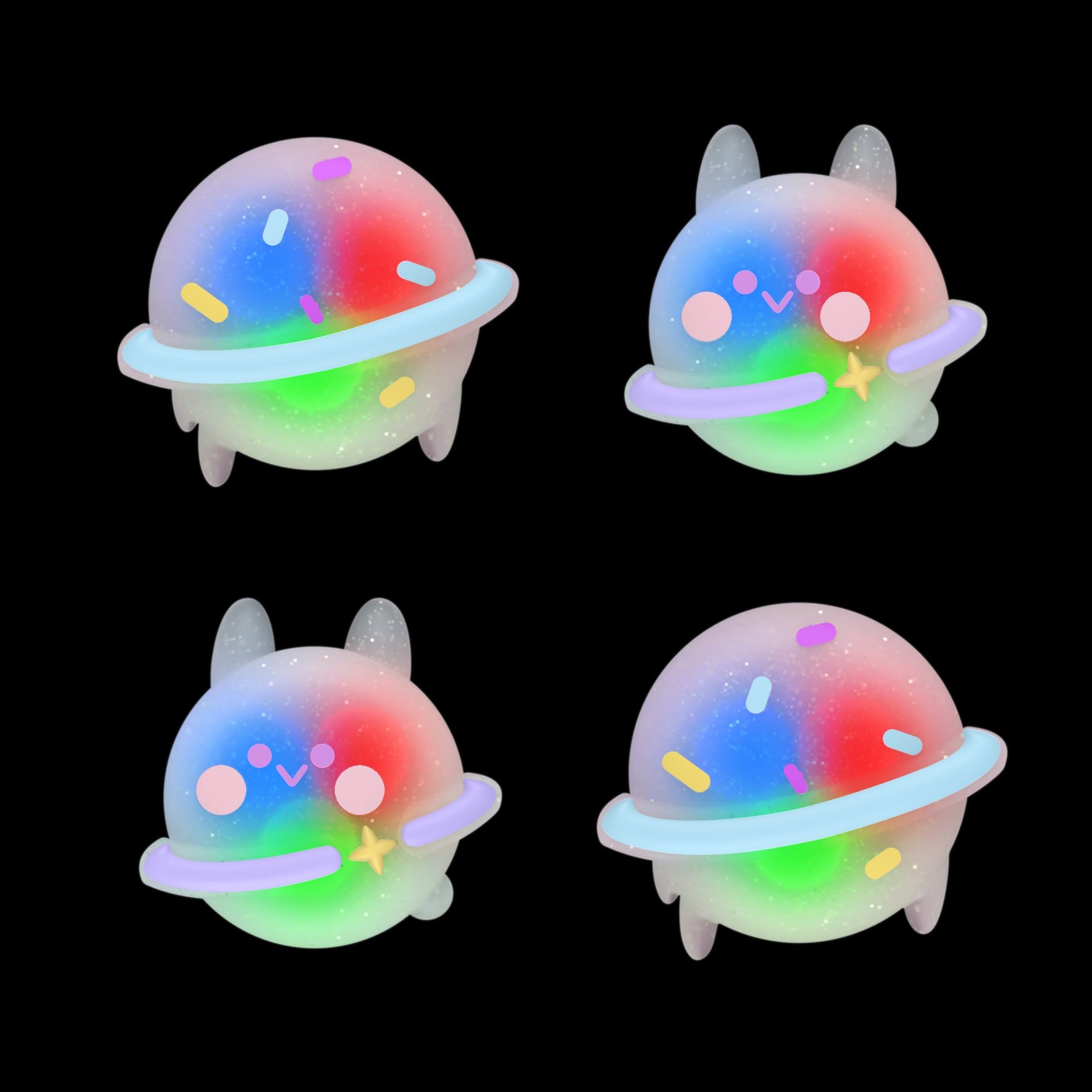PlayVital Cute Universal Illuminated LED Thumbstick Grips for ps5 & ps4 & Xbox Series X/S & Xbox One & Switch Pro Controller - Planet & Sweet Bunny PlayVital