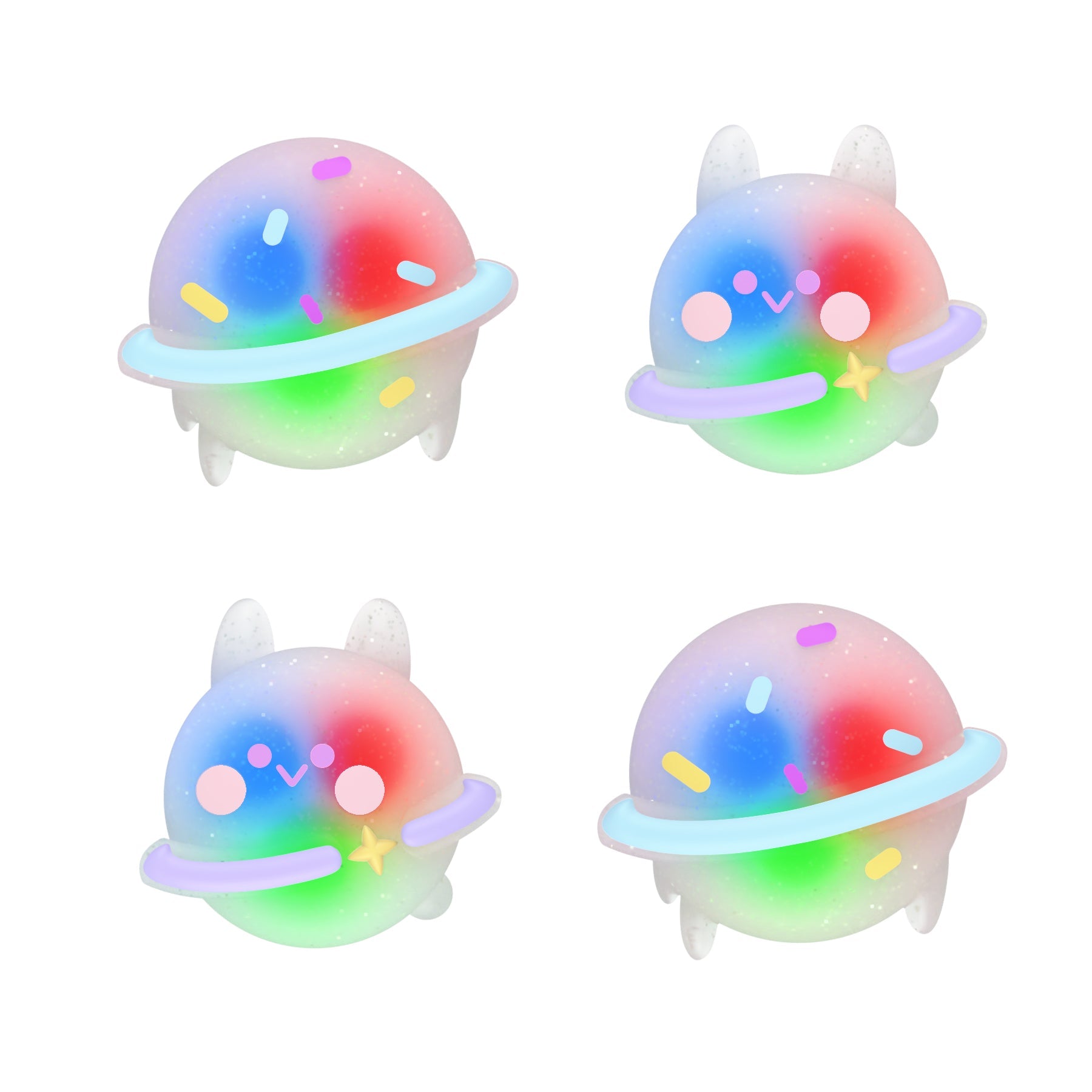 PlayVital Cute Universal Illuminated LED Thumbstick Grips for ps5 & ps4 & Xbox Series X/S & Xbox One & Switch Pro Controller - Planet & Sweet Bunny PlayVital