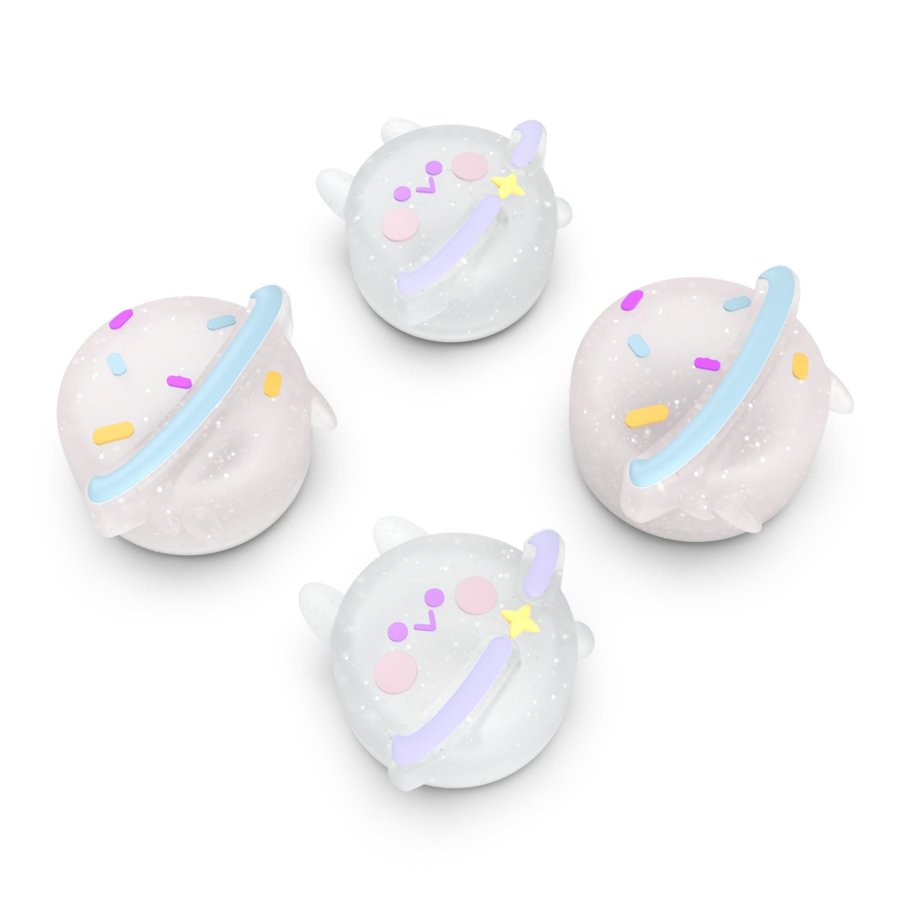 PlayVital Cute Universal Illuminated LED Thumbstick Grips for ps5 & ps4 & Xbox Series X/S & Xbox One & Switch Pro Controller - Planet & Sweet Bunny PlayVital