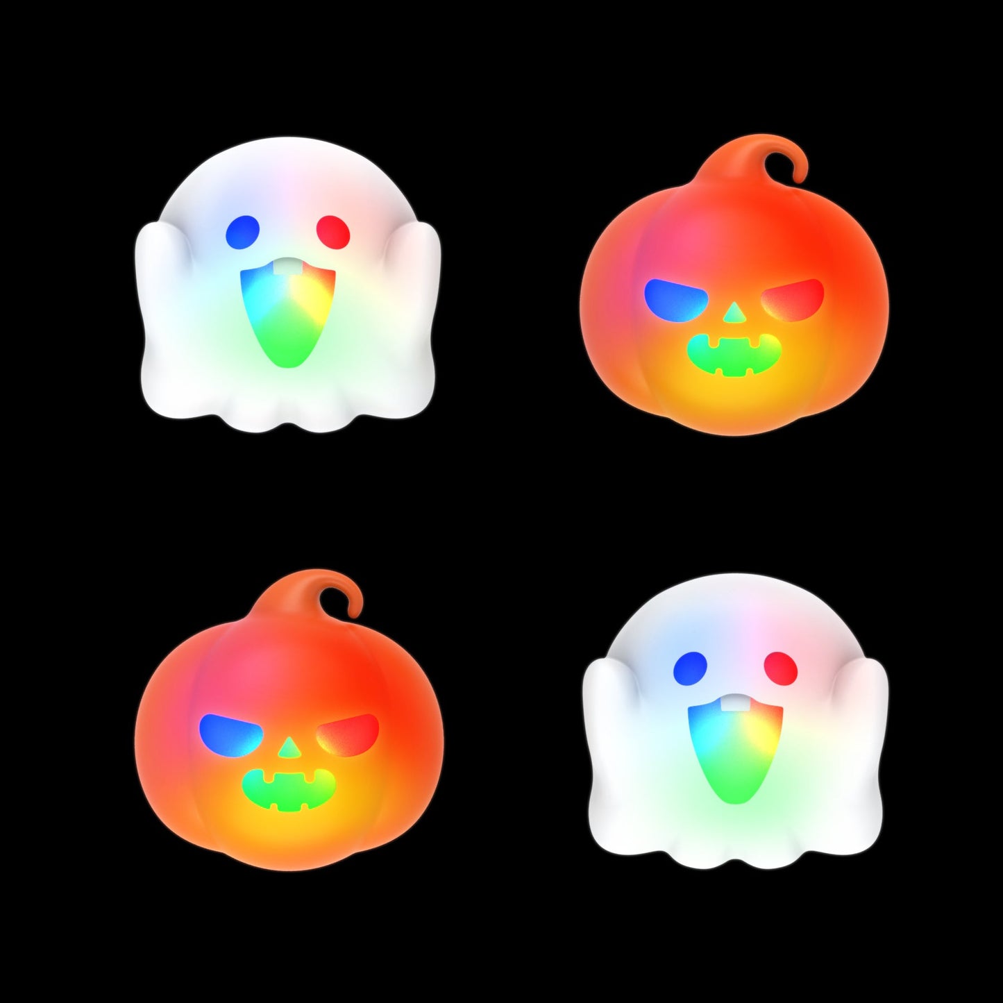 PlayVital Cute Universal Illuminated LED Thumbstick Grips for ps5 & ps4 & Xbox Series X/S & Xbox One & Switch Pro Controller - Spooky Ghost with Pumpkin PlayVital