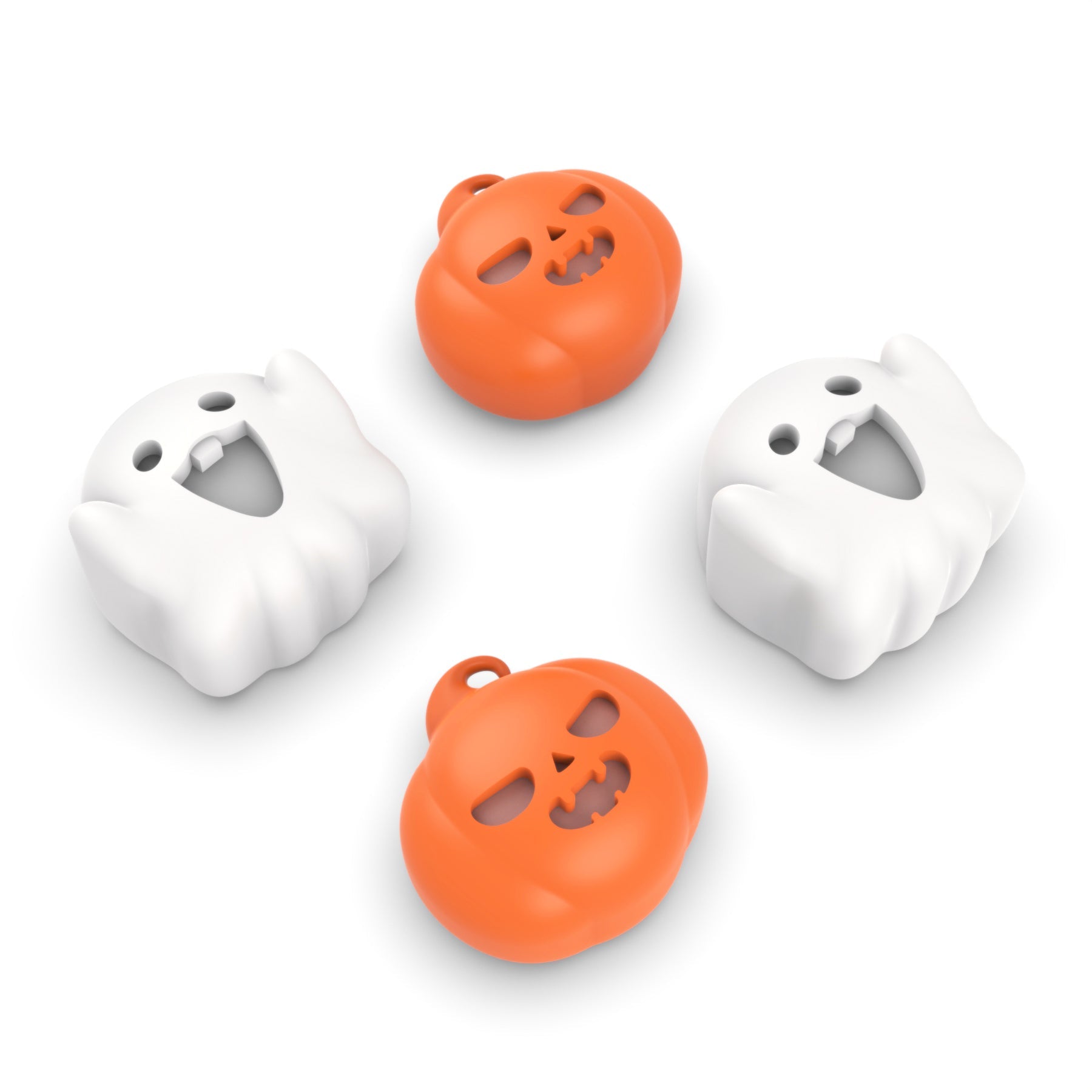 PlayVital Cute Universal Illuminated LED Thumbstick Grips for ps5 & ps4 & Xbox Series X/S & Xbox One & Switch Pro Controller - Spooky Ghost with Pumpkin PlayVital