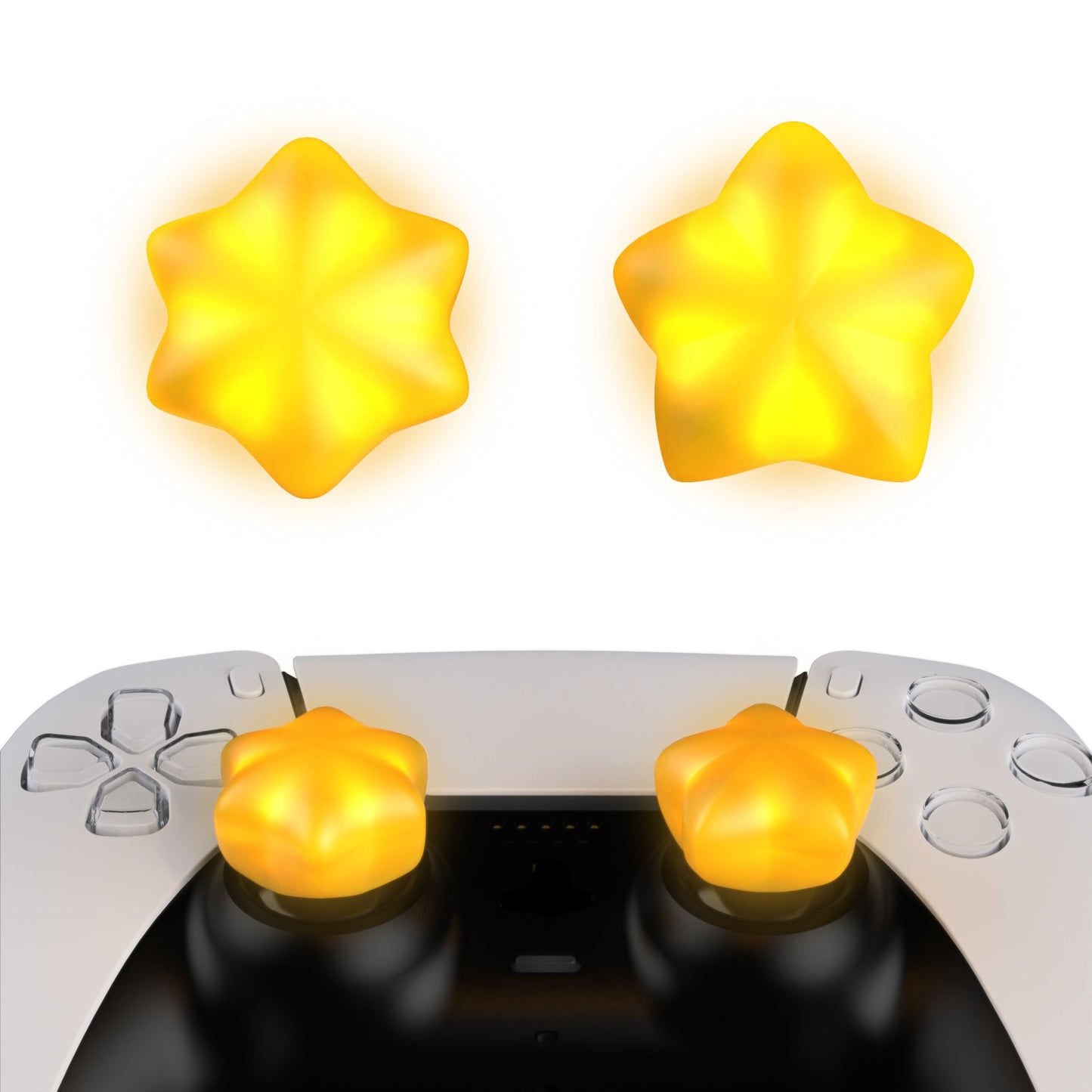 PlayVital Cute Universal Illuminated LED Thumbstick Grips for ps5 & ps4 & Xbox Series X/S & Xbox One & Switch Pro Controller - Stars PlayVital