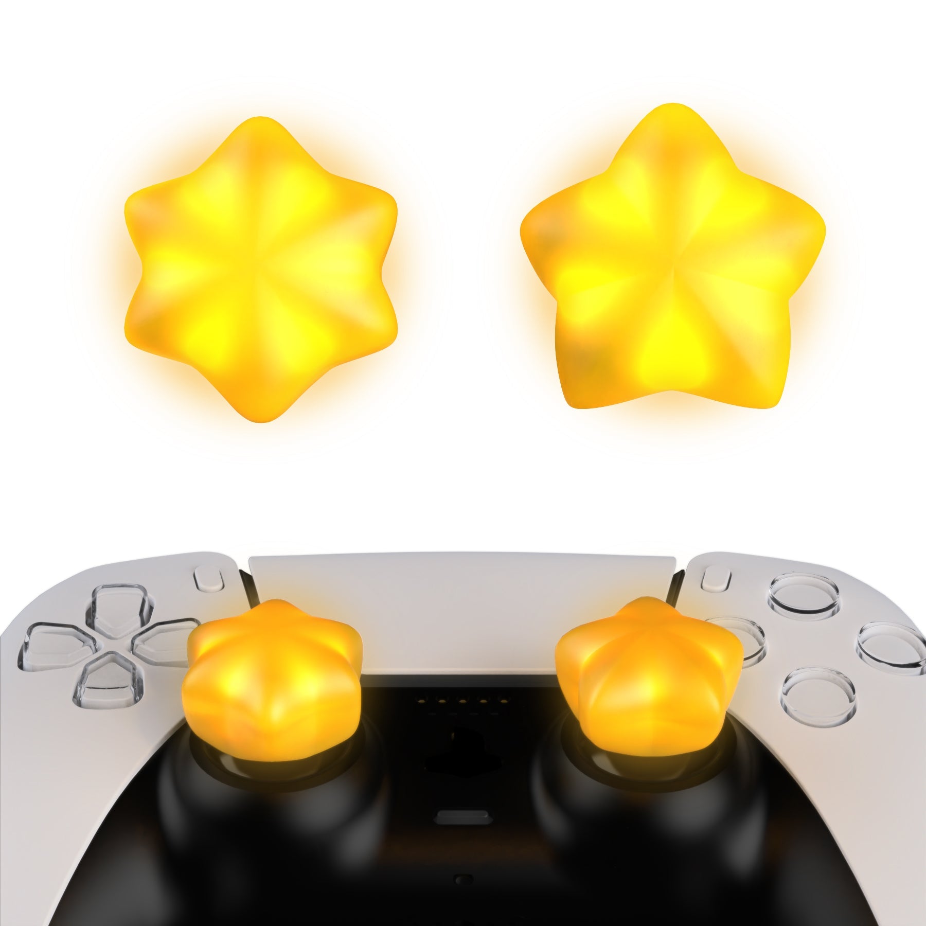 PlayVital Cute Universal Illuminated LED Thumbstick Grips for ps5 & ps4 & Xbox Series X/S & Xbox One & Switch Pro Controller - Stars PlayVital
