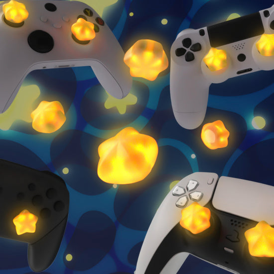 PlayVital Cute Universal Illuminated LED Thumbstick Grips for ps5 & ps4 & Xbox Series X/S & Xbox One & Switch Pro Controller - Stars PlayVital