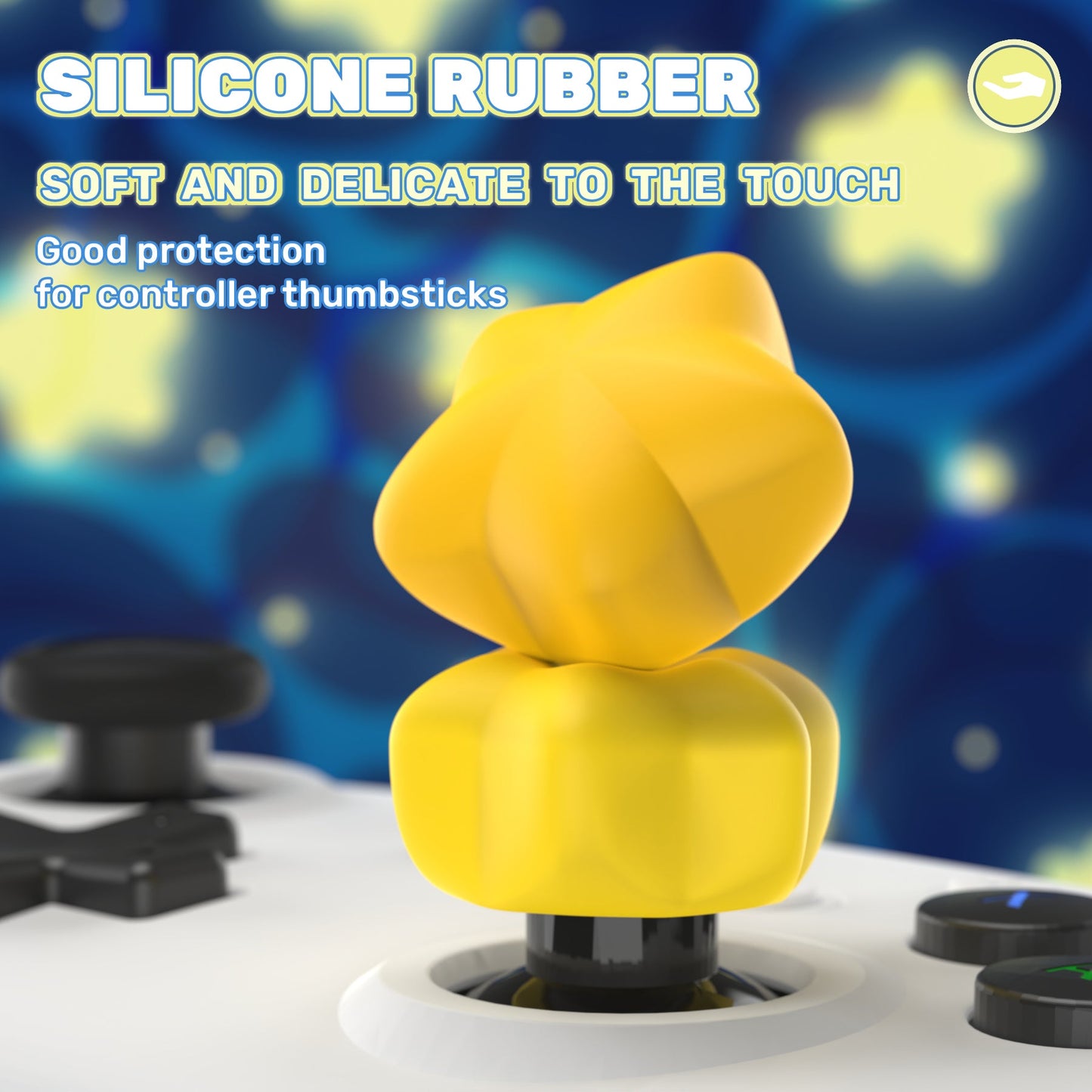 PlayVital Cute Universal Illuminated LED Thumbstick Grips for ps5 & ps4 & Xbox Series X/S & Xbox One & Switch Pro Controller - Stars PlayVital