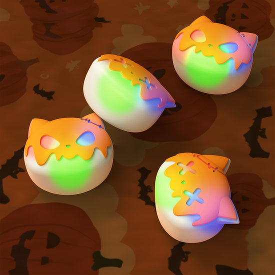 PlayVital Cute Universal Illuminated LED Thumbstick Grips for ps5 & ps4 & Xbox Series X/S & Xbox One & Switch Pro Controller - Tricky Kitty & Dorky Kitty PlayVital