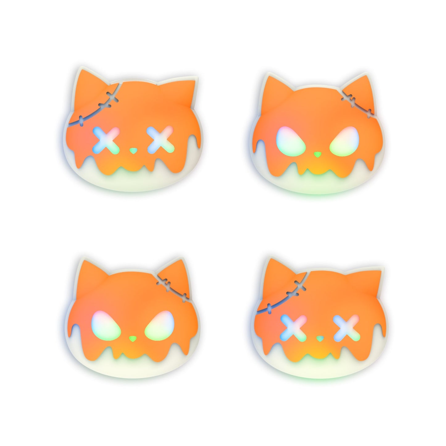 PlayVital Cute Universal Illuminated LED Thumbstick Grips for ps5 & ps4 & Xbox Series X/S & Xbox One & Switch Pro Controller - Tricky Kitty & Dorky Kitty PlayVital