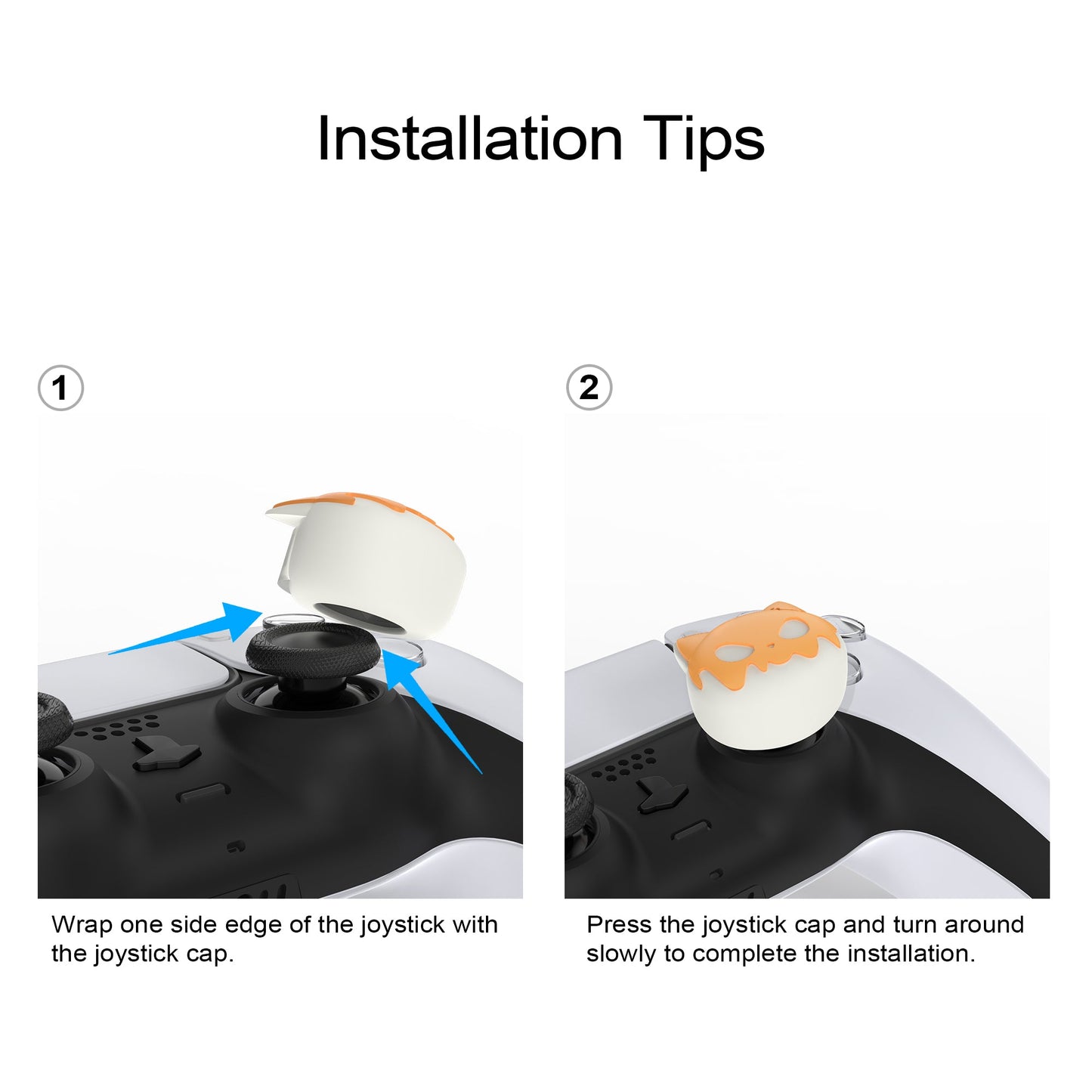 PlayVital Cute Universal Illuminated LED Thumbstick Grips for ps5 & ps4 & Xbox Series X/S & Xbox One & Switch Pro Controller - Tricky Kitty & Dorky Kitty PlayVital