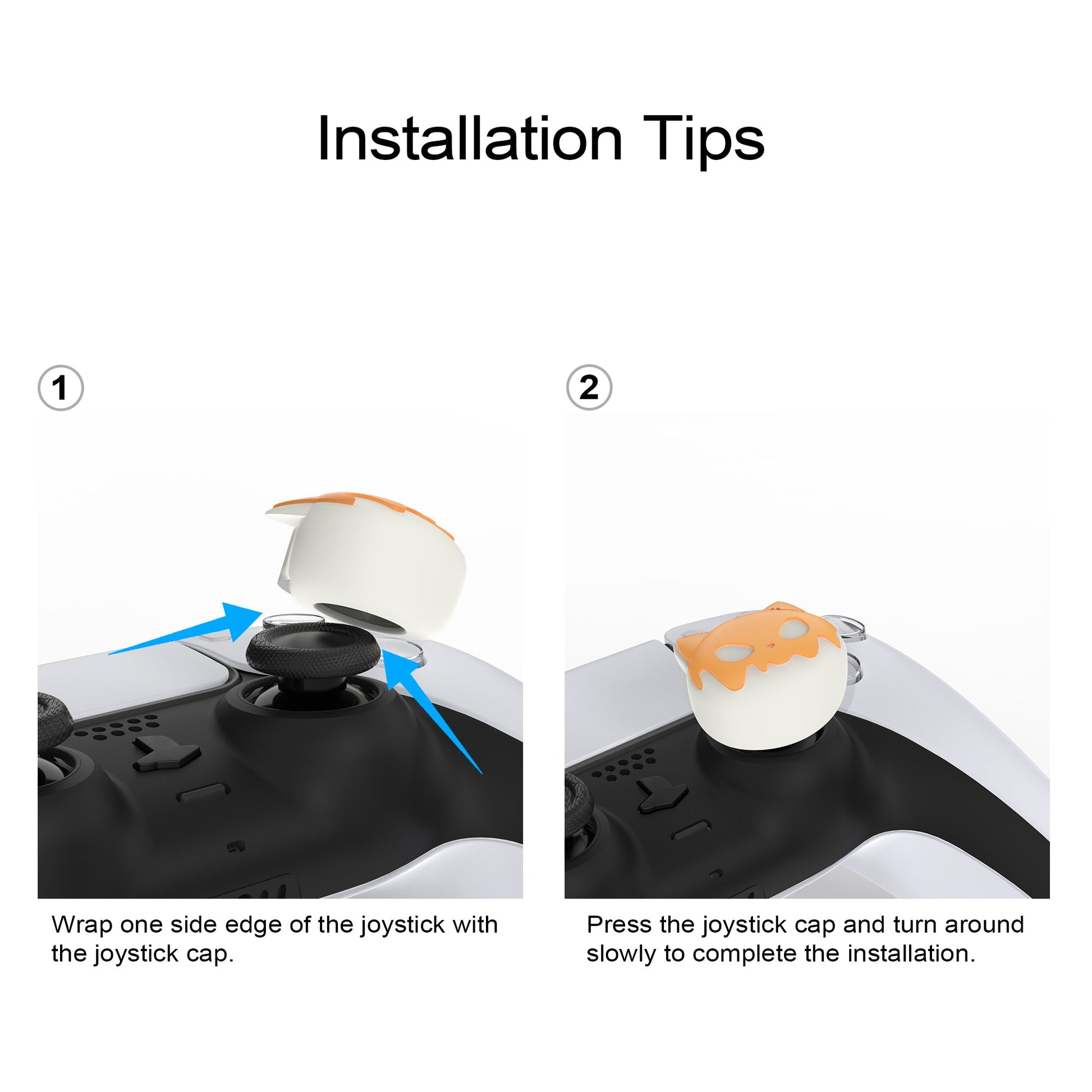 PlayVital Cute Universal Illuminated LED Thumbstick Grips for ps5 & ps4 & Xbox Series X/S & Xbox One & Switch Pro Controller - Tricky Kitty & Dorky Kitty PlayVital