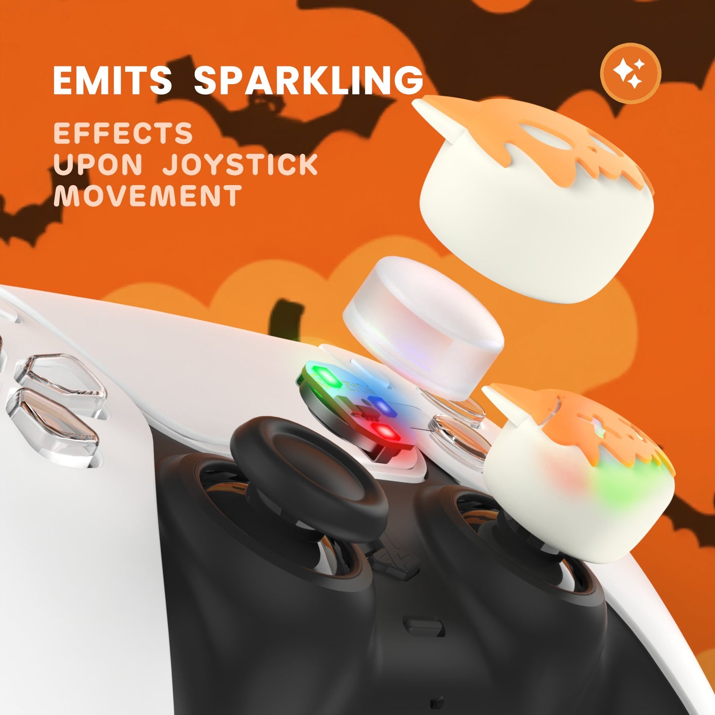 PlayVital Cute Universal Illuminated LED Thumbstick Grips for ps5 & ps4 & Xbox Series X/S & Xbox One & Switch Pro Controller - Tricky Kitty & Dorky Kitty PlayVital