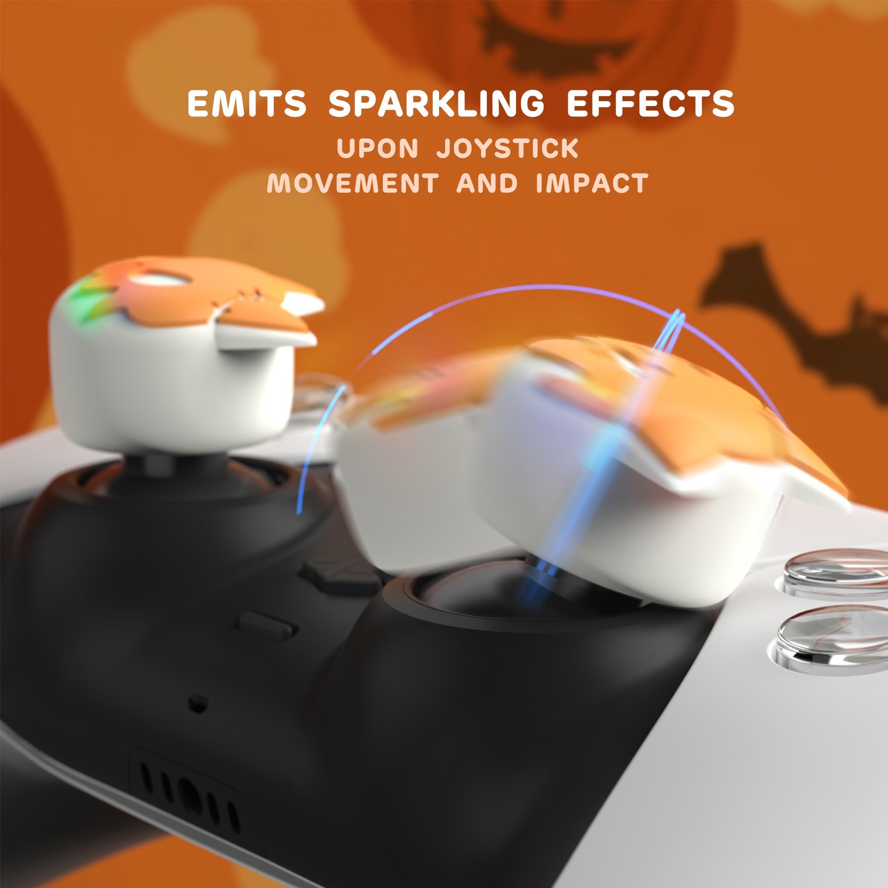 PlayVital Cute Universal Illuminated LED Thumbstick Grips for ps5 & ps4 & Xbox Series X/S & Xbox One & Switch Pro Controller - Tricky Kitty & Dorky Kitty PlayVital
