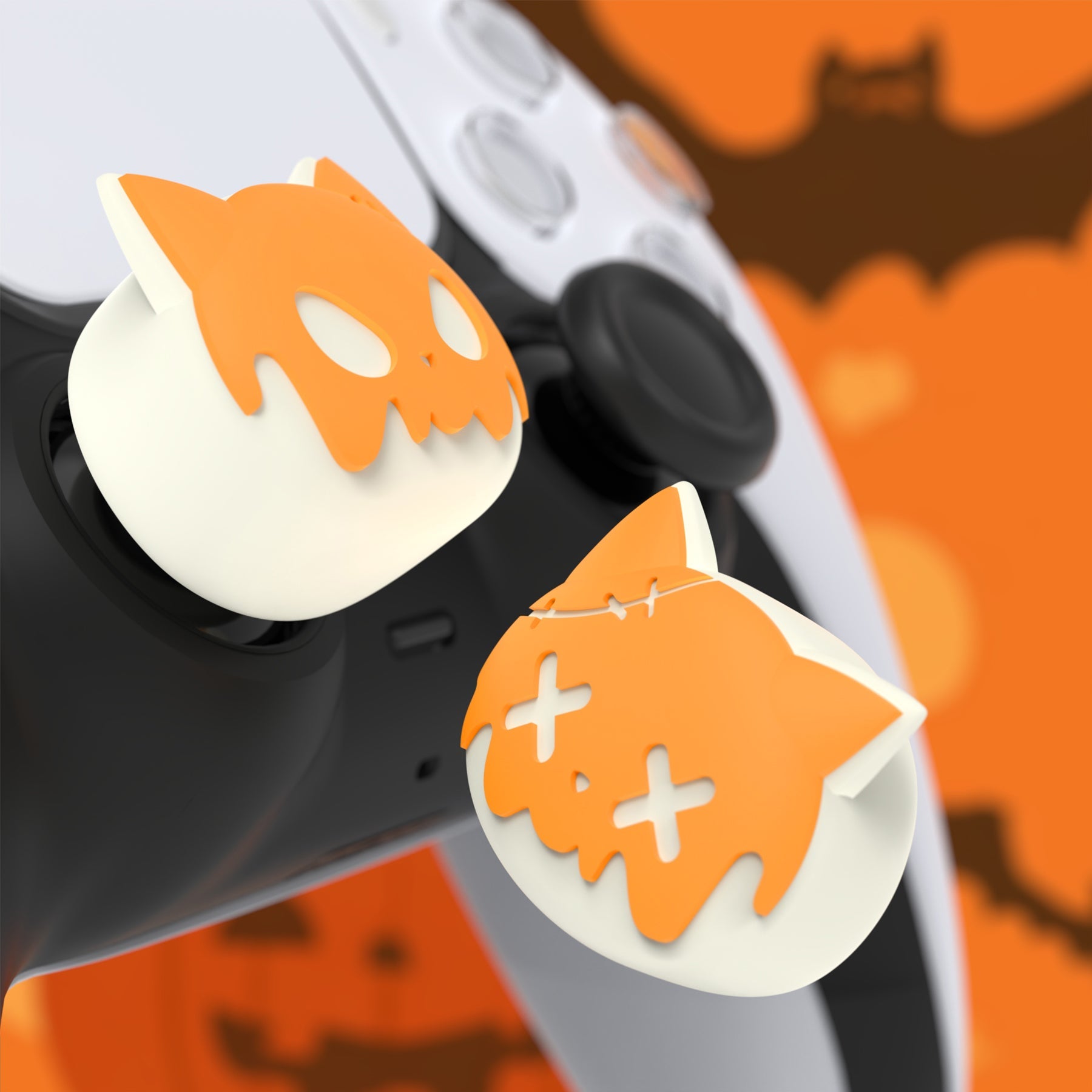 PlayVital Cute Universal Illuminated LED Thumbstick Grips for ps5 & ps4 & Xbox Series X/S & Xbox One & Switch Pro Controller - Tricky Kitty & Dorky Kitty PlayVital