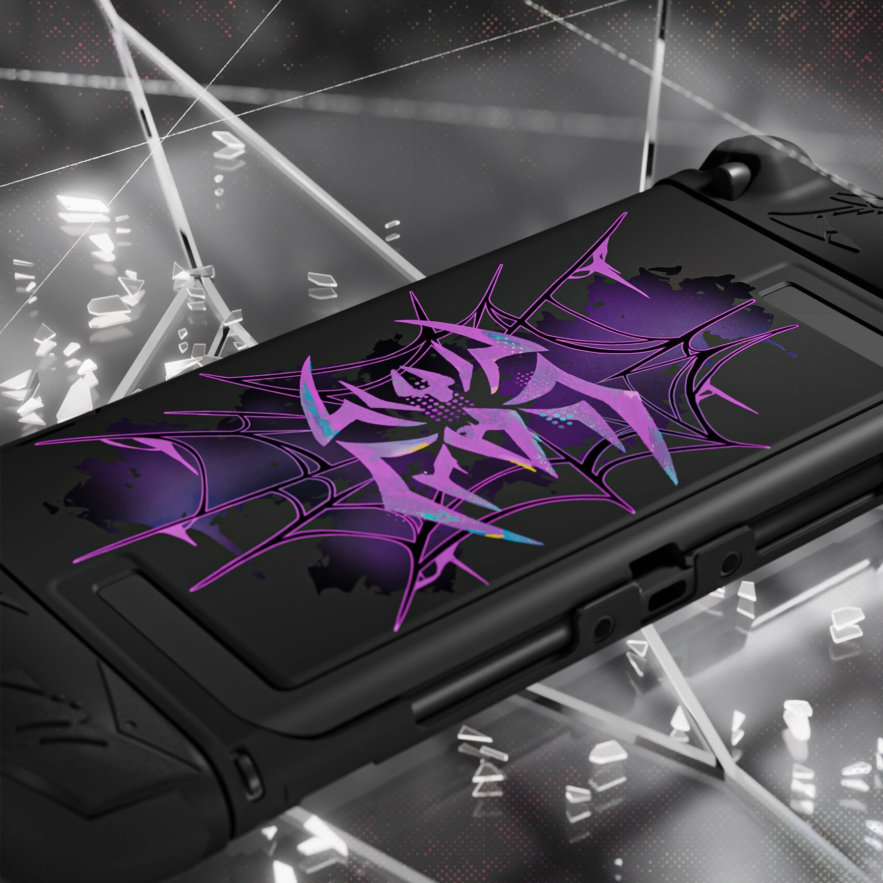 PlayVital Cyber Spider Protective Case for Nintendo Switch 2, Ergonomic Anti-slip Silicone Grip Covers, Dockable Hard Case Shell for Switch 2 with Joystick Cap - Black PlayVital