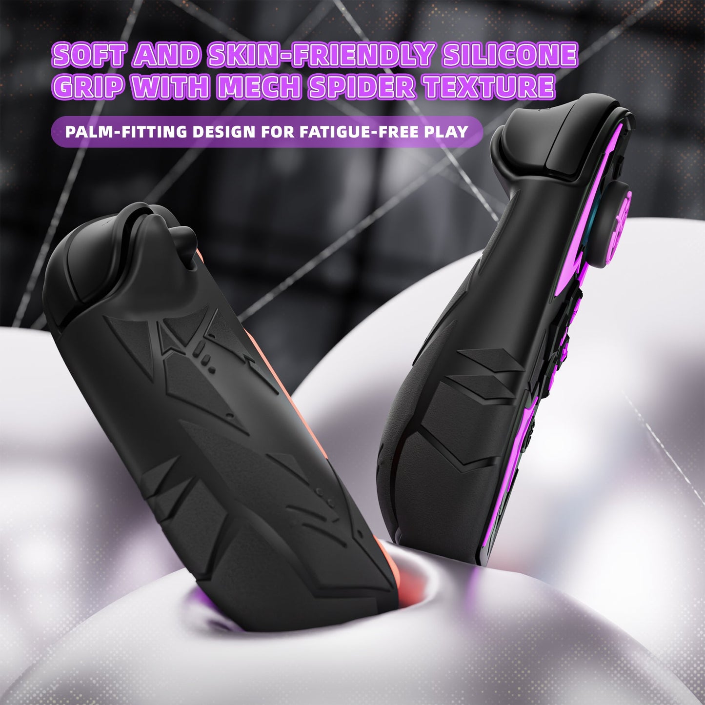 PlayVital Cyber Spider Protective Case for Nintendo Switch 2, Ergonomic Anti-slip Silicone Grip Covers, Dockable Hard Case Shell for Switch 2 with Joystick Cap - Black PlayVital