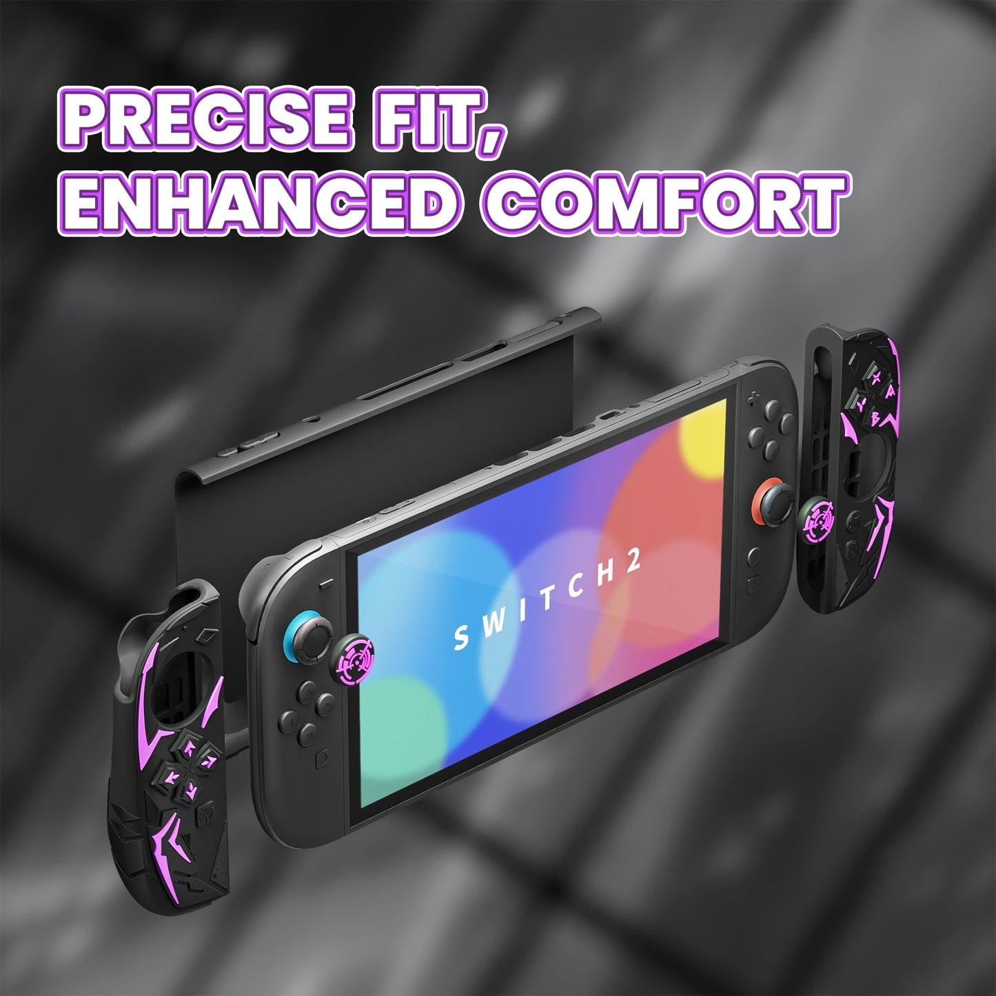 PlayVital Cyber Spider Protective Case for Nintendo Switch 2, Ergonomic Anti-slip Silicone Grip Covers, Dockable Hard Case Shell for Switch 2 with Joystick Cap - Black PlayVital