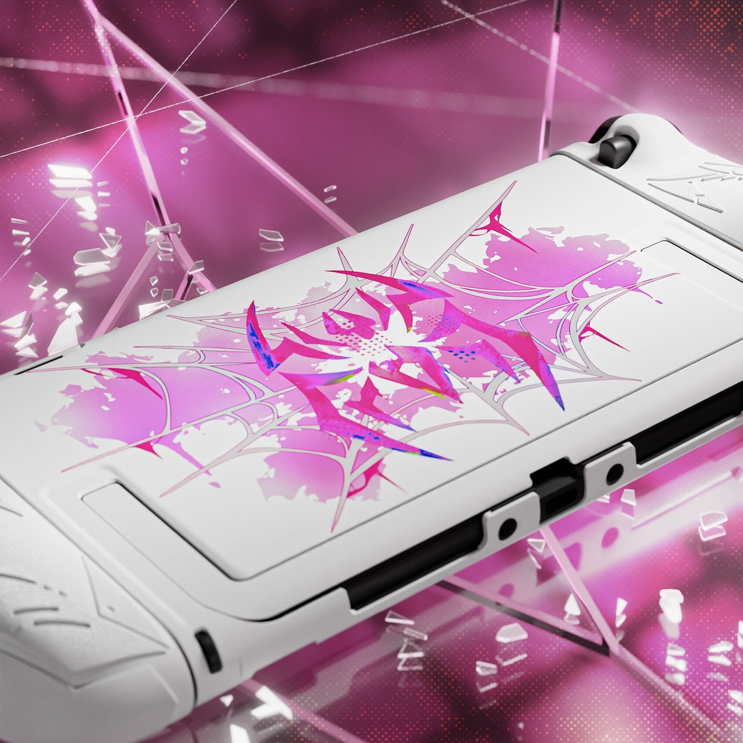 PlayVital Cyber Spider Protective Case for Nintendo Switch 2, Ergonomic Anti-slip Silicone Grip Covers, Dockable Hard Case Shell for Switch 2 with Joystick Cap & Sticker - White PlayVital