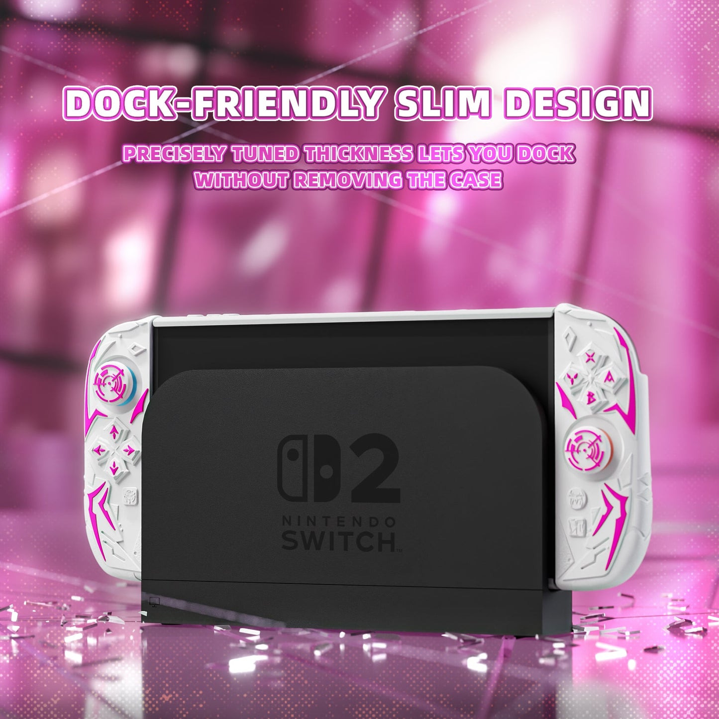 PlayVital Cyber Spider Protective Case for Nintendo Switch 2, Ergonomic Anti-slip Silicone Grip Covers, Dockable Hard Case Shell for Switch 2 with Joystick Cap & Sticker - White PlayVital