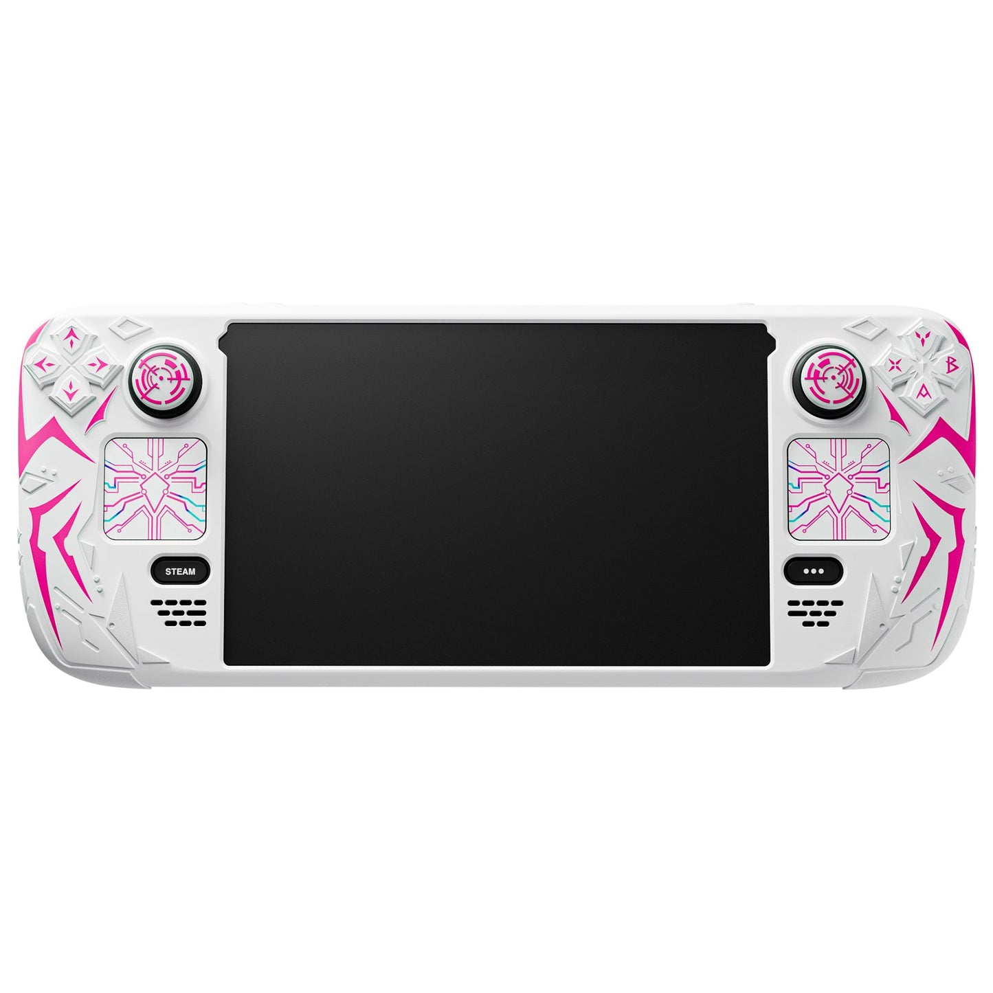 PlayVital Cyber Spider Protective Case with Back Button Enhancements & Thumb Grips & Trackpad Skins for Steam Deck OLED & LCD - White PlayVital