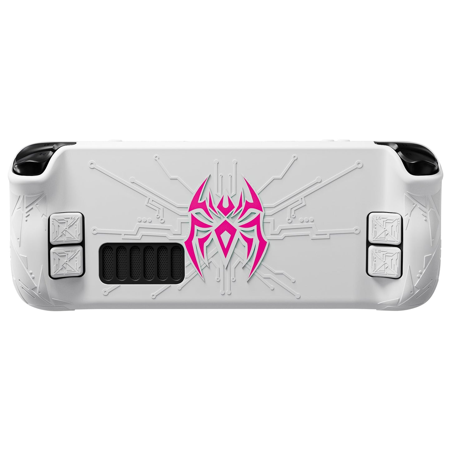 PlayVital Cyber Spider Protective Case with Back Button Enhancements & Thumb Grips & Trackpad Skins for Steam Deck OLED & LCD - White PlayVital