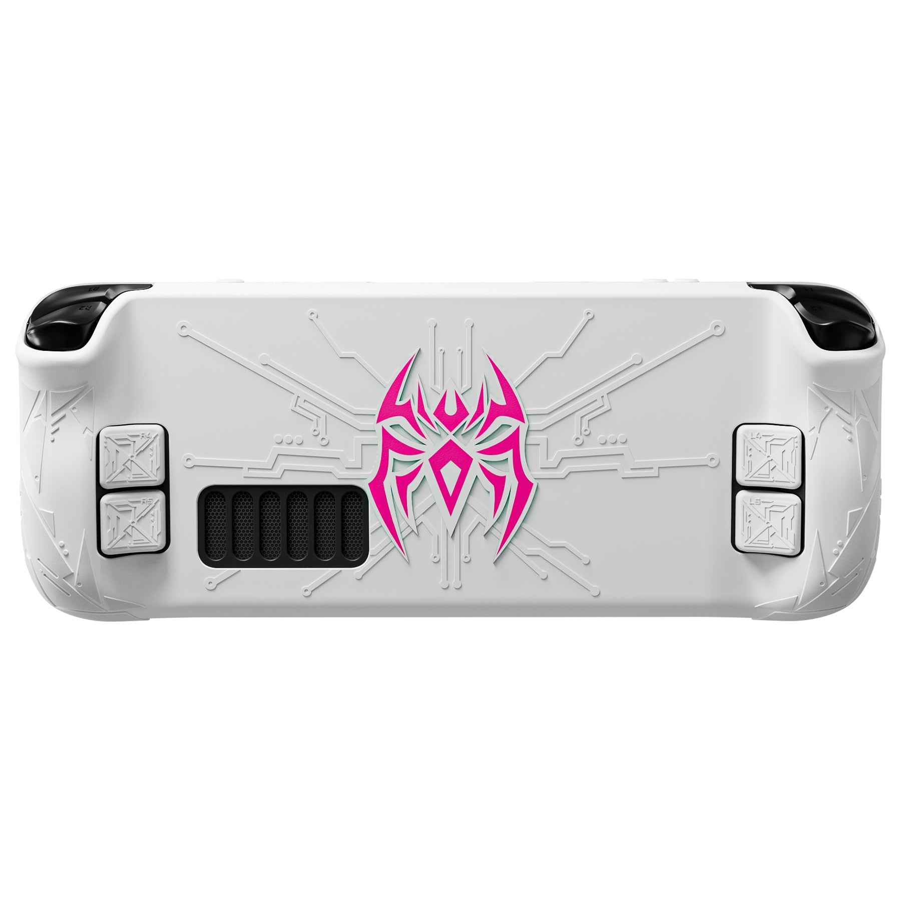 PlayVital Cyber Spider Protective Case with Back Button Enhancements & Thumb Grips & Trackpad Skins for Steam Deck OLED & LCD - White PlayVital