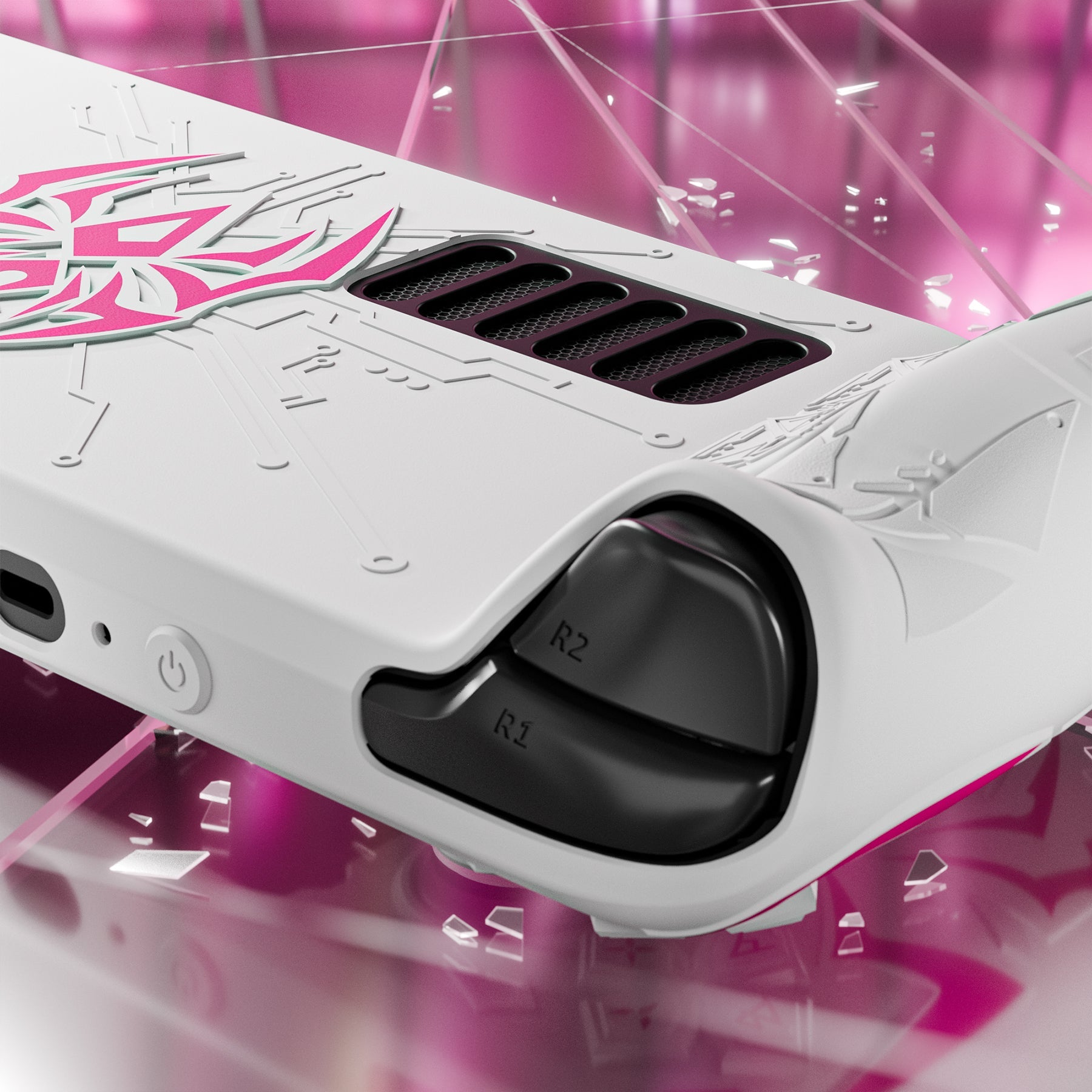 PlayVital Cyber Spider Protective Case with Back Button Enhancements & Thumb Grips & Trackpad Skins for Steam Deck OLED & LCD - White PlayVital