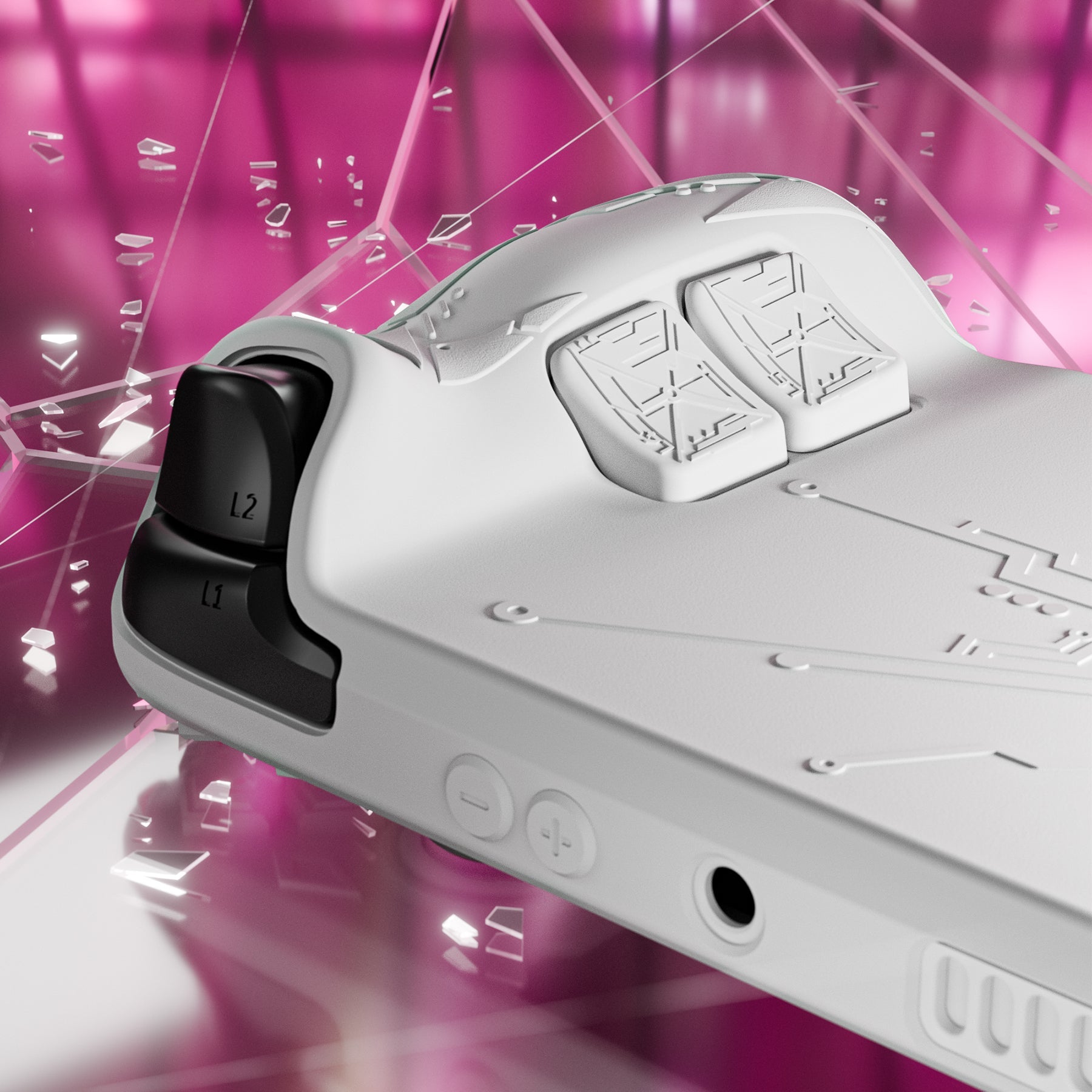 PlayVital Cyber Spider Protective Case with Back Button Enhancements & Thumb Grips & Trackpad Skins for Steam Deck OLED & LCD - White PlayVital
