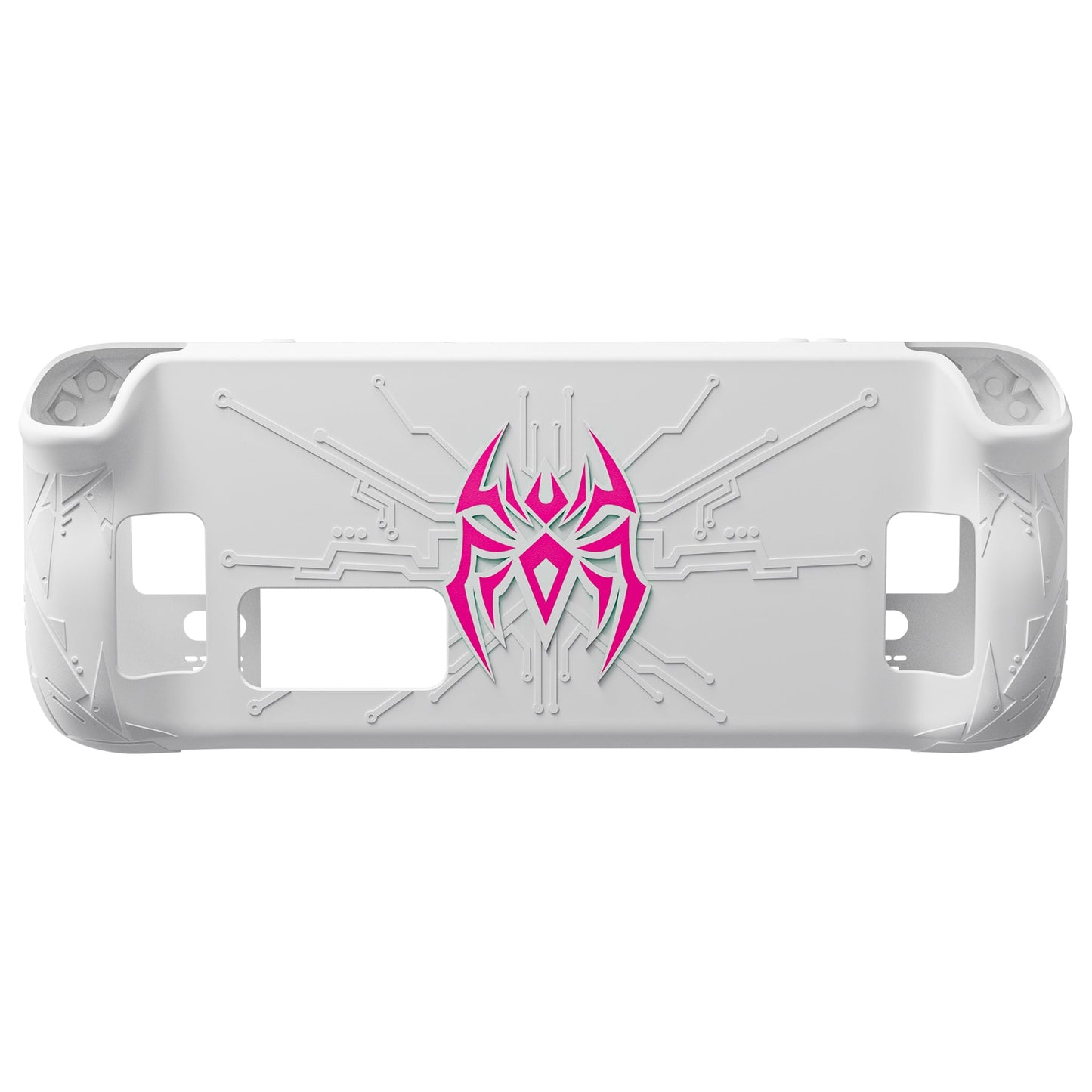 PlayVital Cyber Spider Protective Case with Back Button Enhancements & Thumb Grips & Trackpad Skins for Steam Deck OLED & LCD - White PlayVital