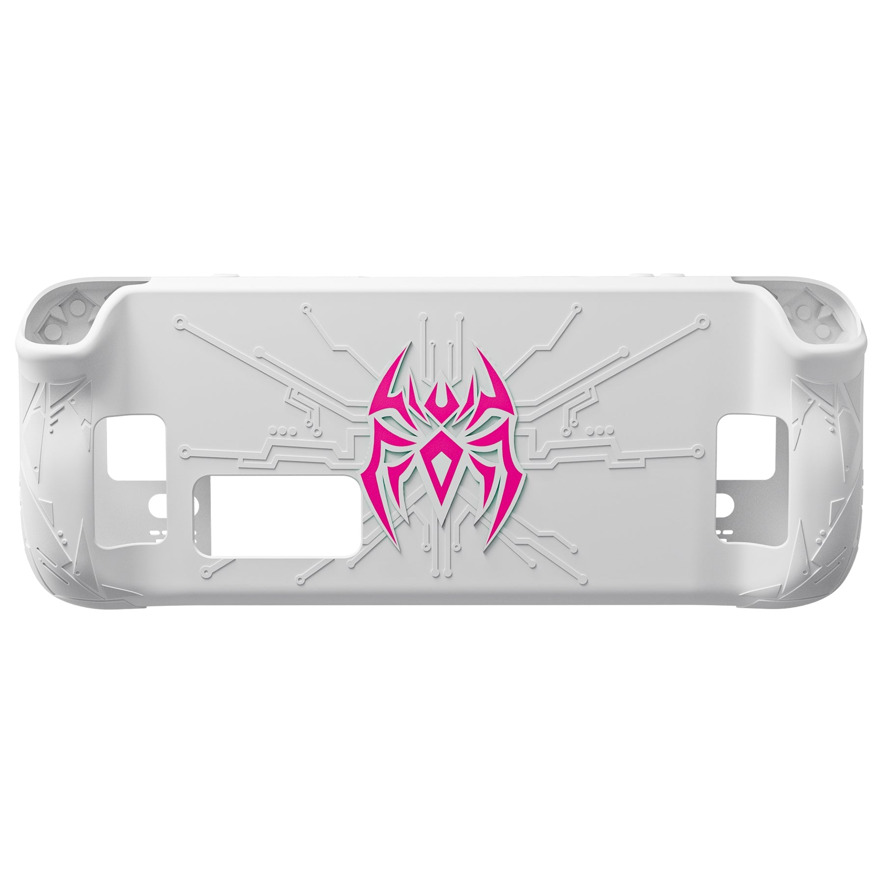 PlayVital Cyber Spider Protective Case with Back Button Enhancements & Thumb Grips & Trackpad Skins for Steam Deck OLED & LCD - White PlayVital