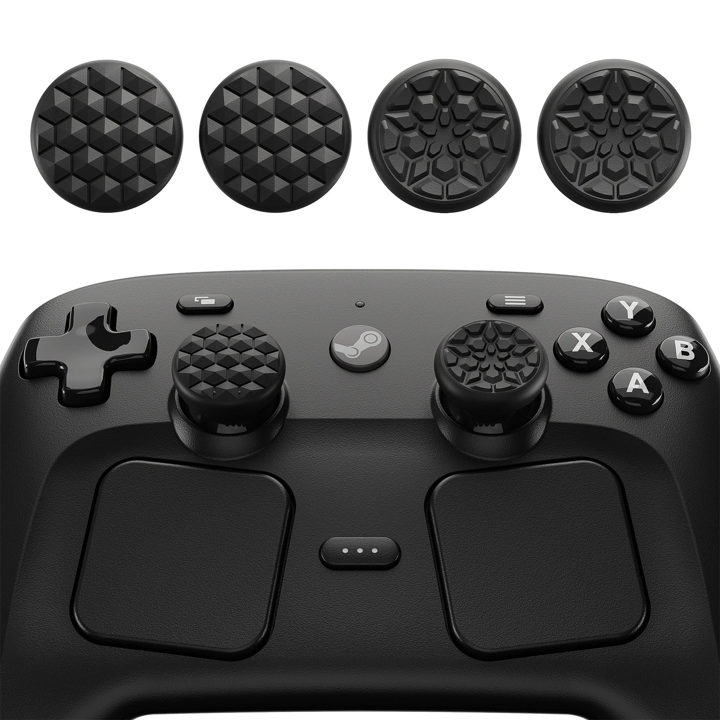 PlayVital Diamond Grain & Crack Bomb Design 4-Pack Thumb Grips for Steam Controller 2 (2026), Anti-Slip Textured Grip Caps - Black PlayVital