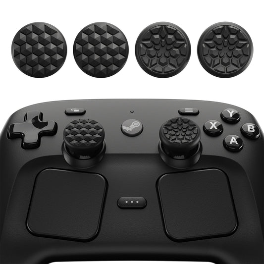 PlayVital Diamond Grain & Crack Bomb Design 4-Pack Thumb Grips for Steam Controller 2 (2026), Anti-Slip Textured Grip Caps - Black PlayVital