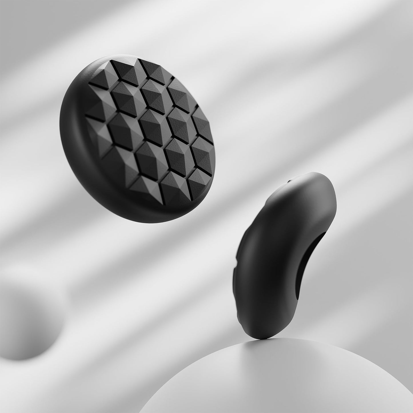 PlayVital Diamond Grain & Crack Bomb Design 4-Pack Thumb Grips for Steam Controller 2 (2026), Anti-Slip Textured Grip Caps - Black PlayVital