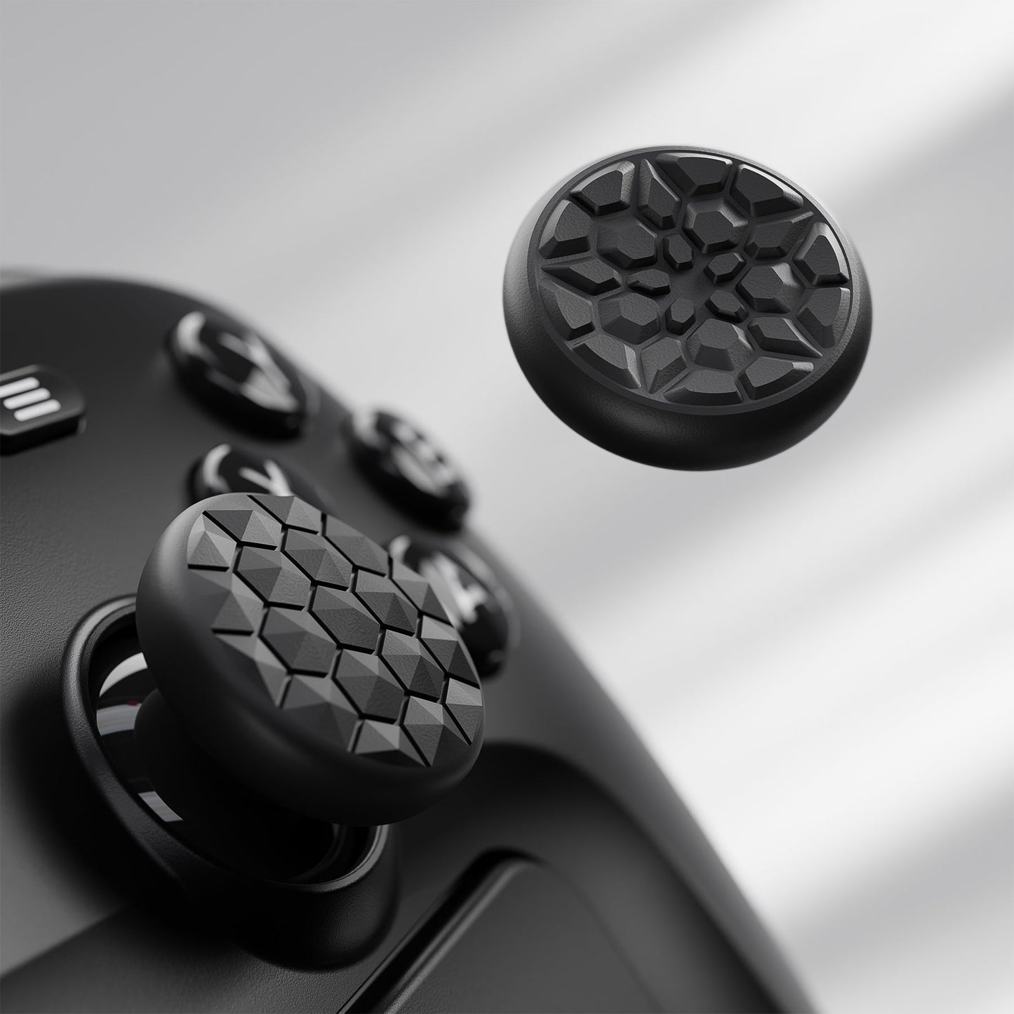 PlayVital Diamond Grain & Crack Bomb Design 4-Pack Thumb Grips for Steam Controller 2 (2026), Anti-Slip Textured Grip Caps - Black PlayVital