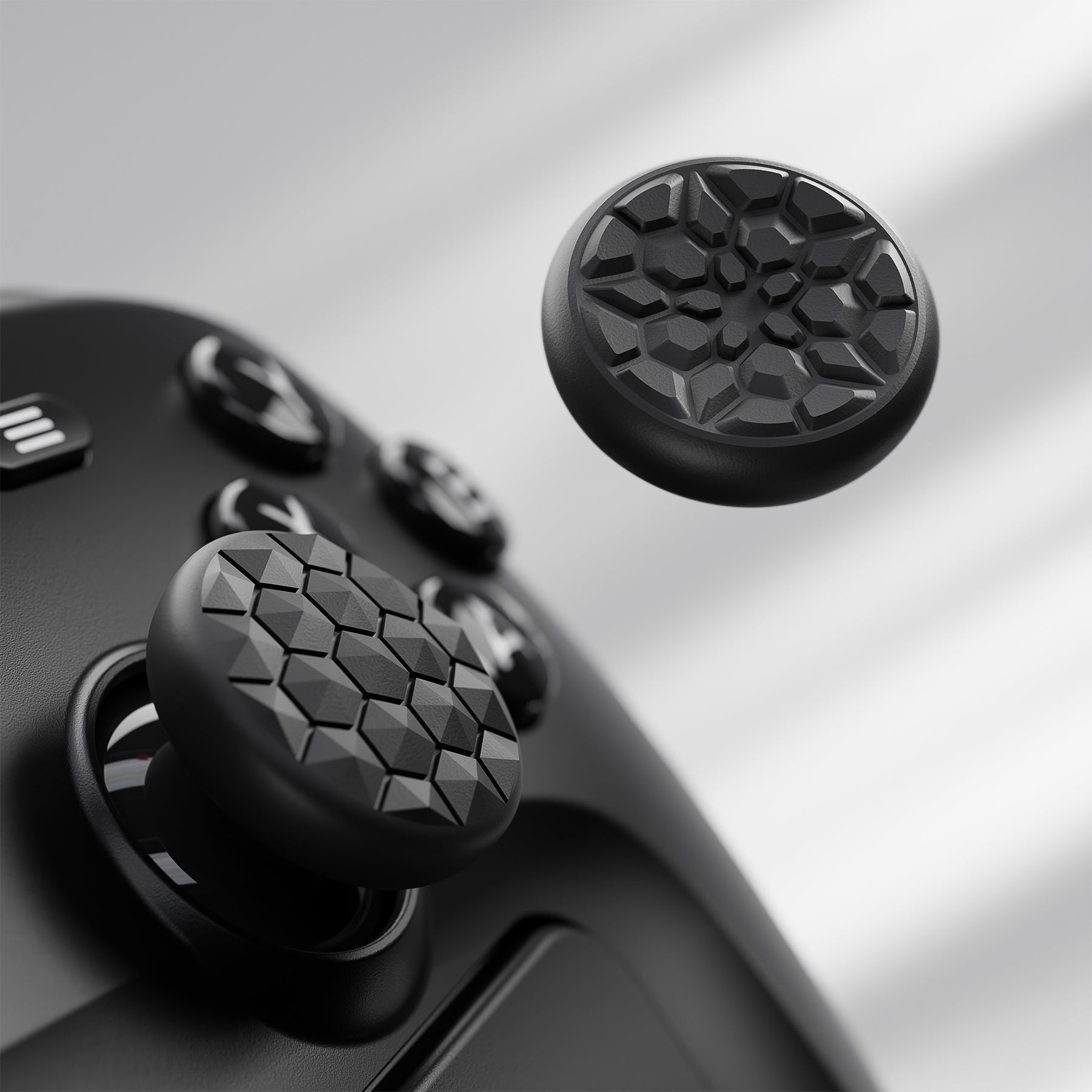 PlayVital Diamond Grain & Crack Bomb Design 4-Pack Thumb Grips for Steam Controller 2 (2026), Anti-Slip Textured Grip Caps - Black PlayVital