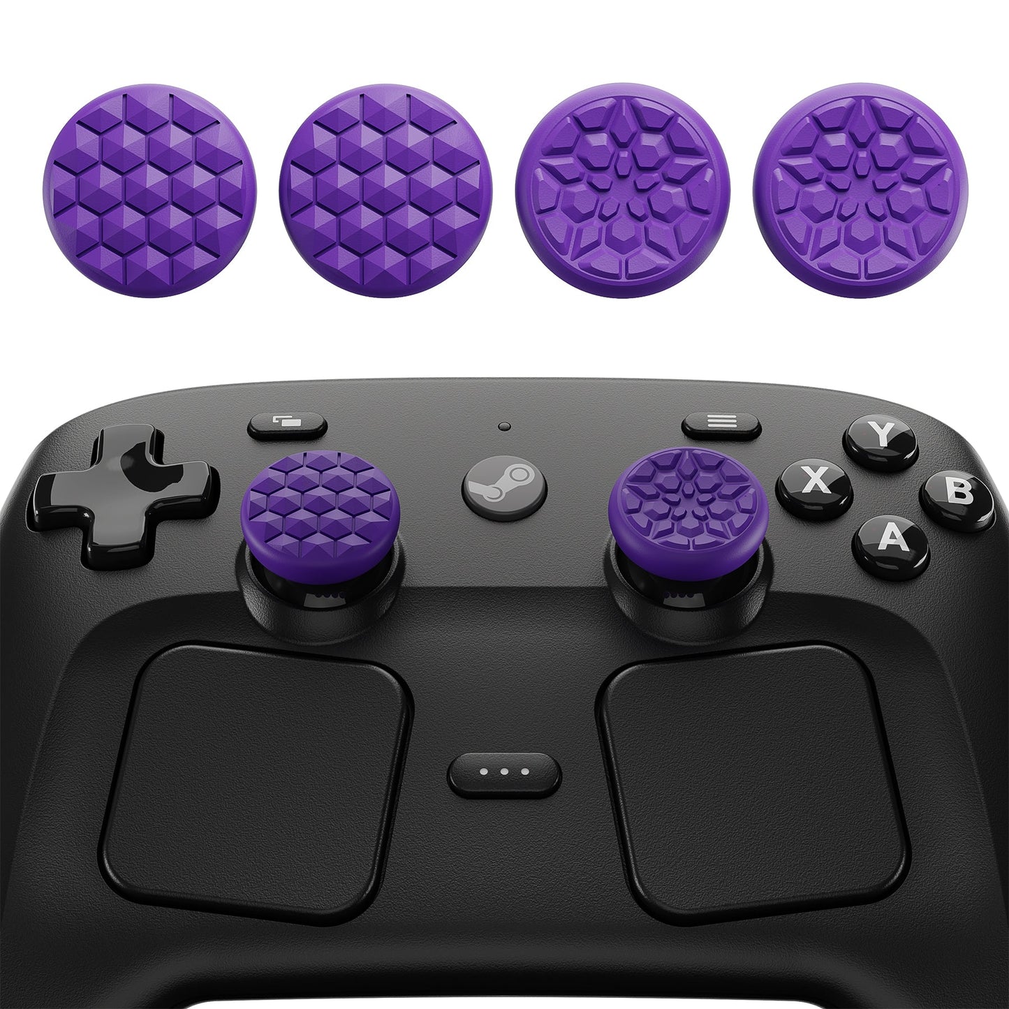 PlayVital Diamond Grain & Crack Bomb Design 4-Pack Thumb Grips for Steam Controller 2 (2026), Anti-Slip Textured Grip Caps - Purple PlayVital