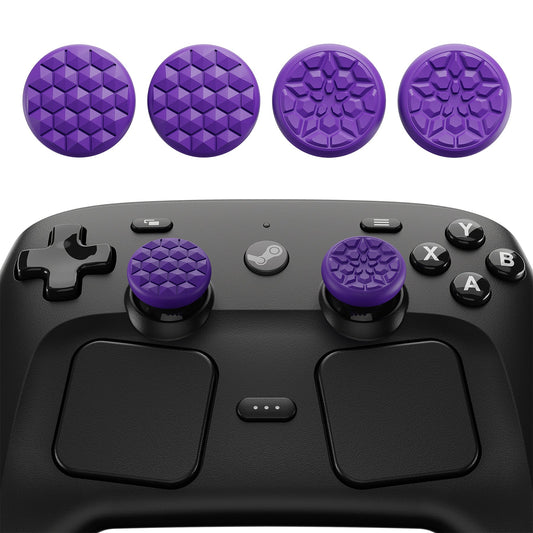 PlayVital Diamond Grain & Crack Bomb Design 4-Pack Thumb Grips for Steam Controller 2 (2026), Anti-Slip Textured Grip Caps - Purple PlayVital